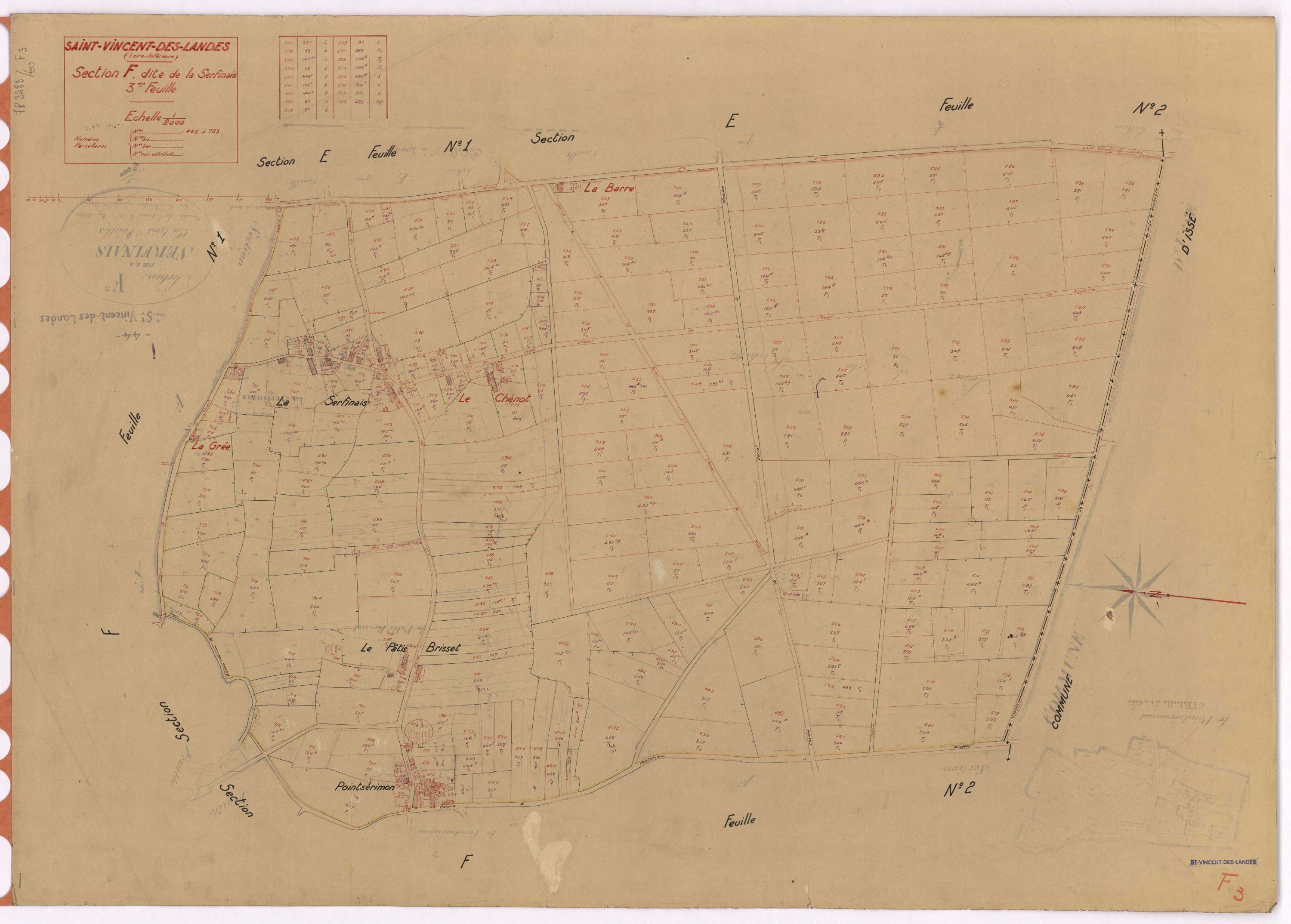 Saint-Vincent-des-Landes - Section F3 Serfinais (section de La) ; 463-733