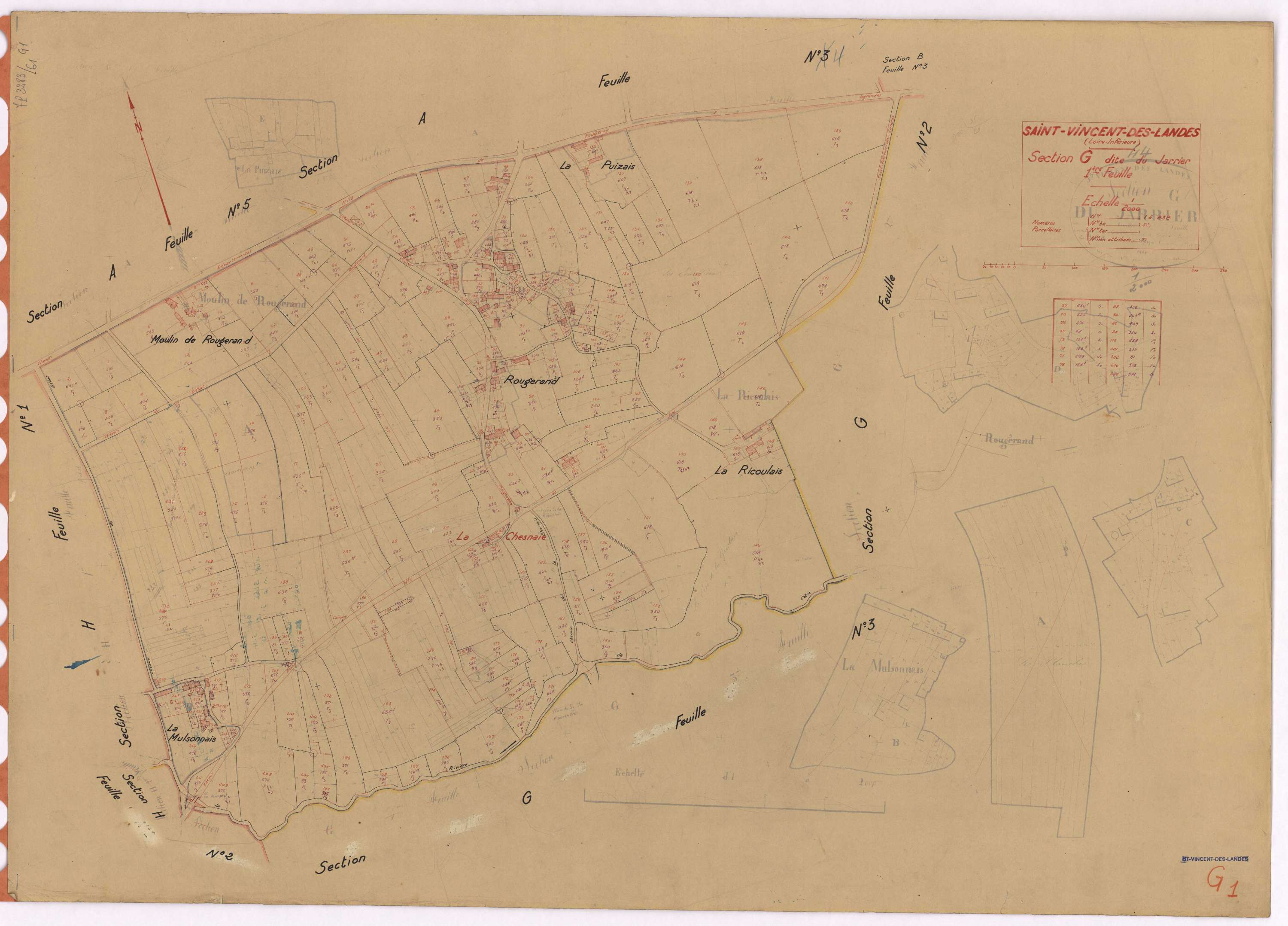 Saint-Vincent-des-Landes - Section G1 Jarrier (section du) ; 1-232