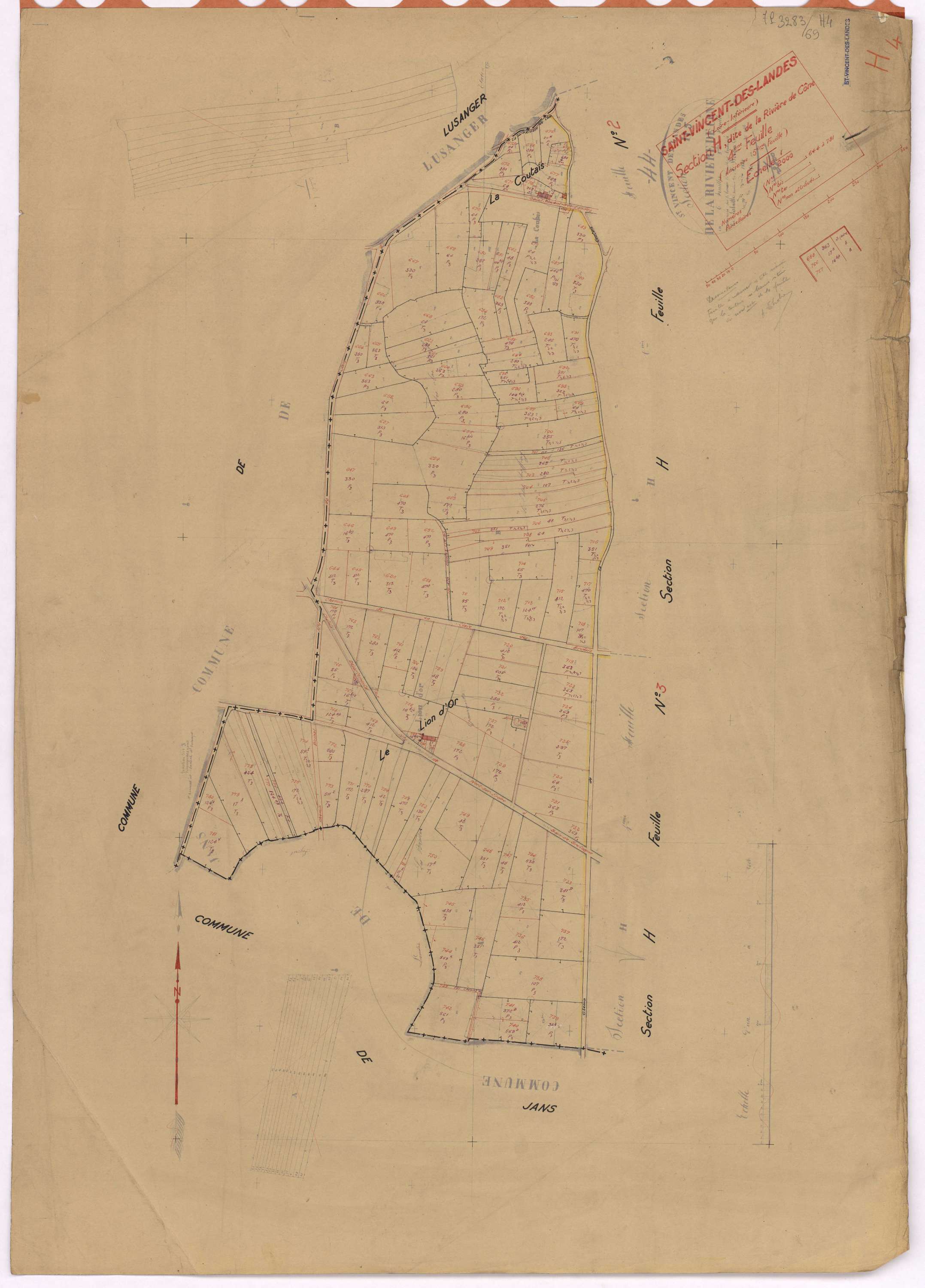 Saint-Vincent-des-Landes - Section H4 Rivière de Cône (section de La) ; 644-781
