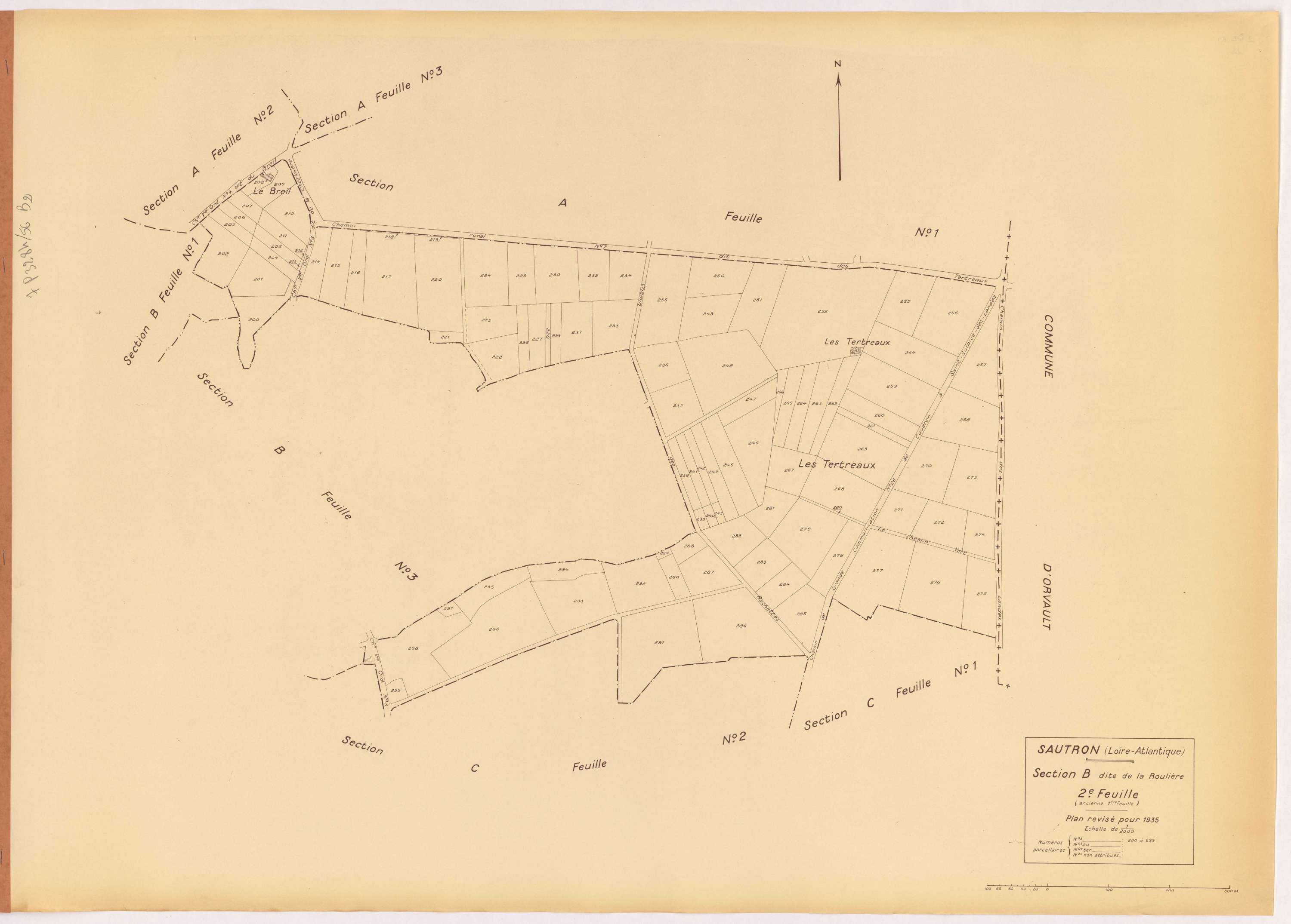 Sautron - Section B2 Roulière (section de La) ; 200-299