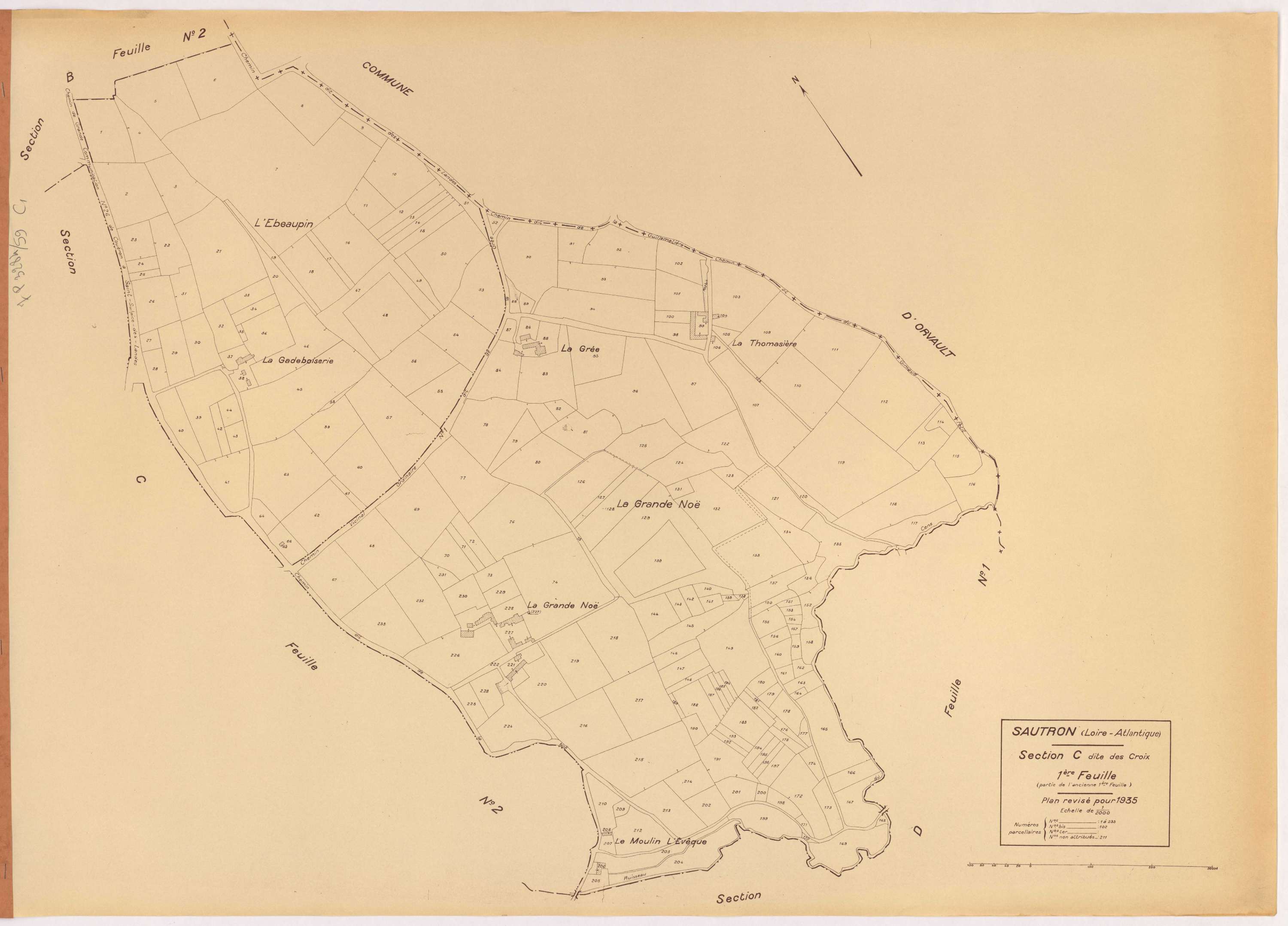 Sautron - Section C1 Croix (section des) ; 1-233