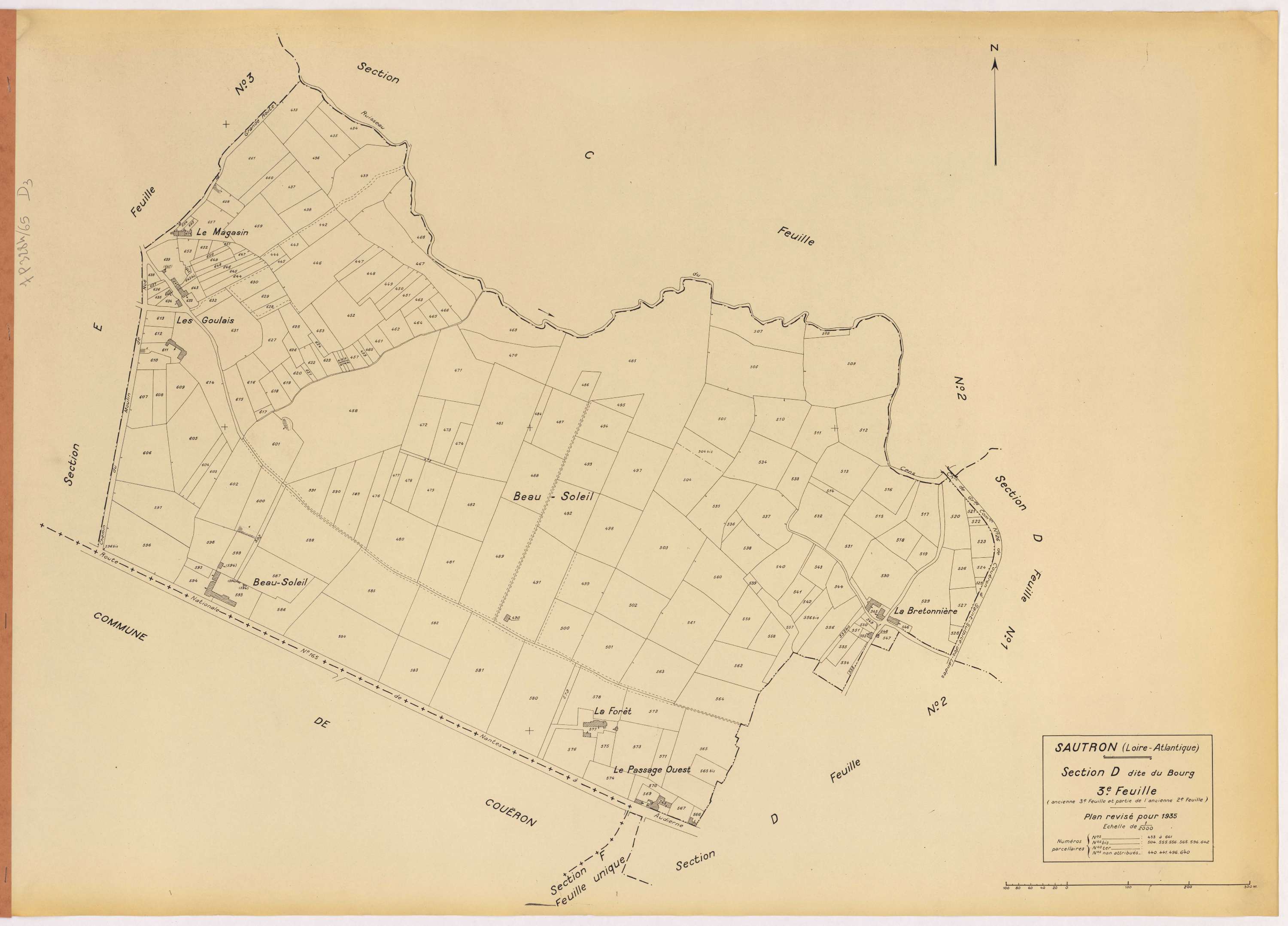 Sautron - Section D3 Bourg (section du) ; 433-661