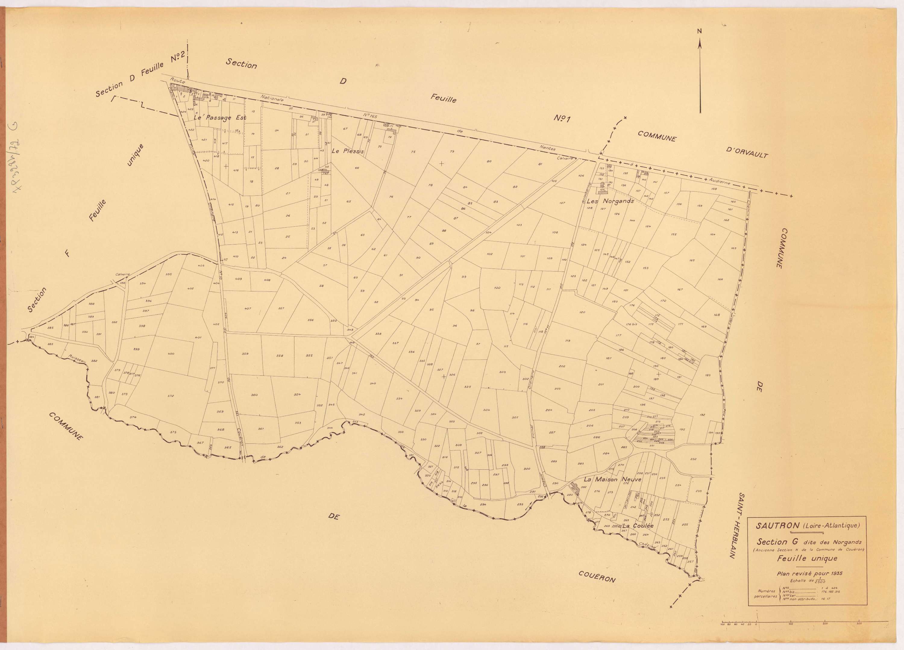 Sautron - Section G Norgands (section des) ; 1-424
