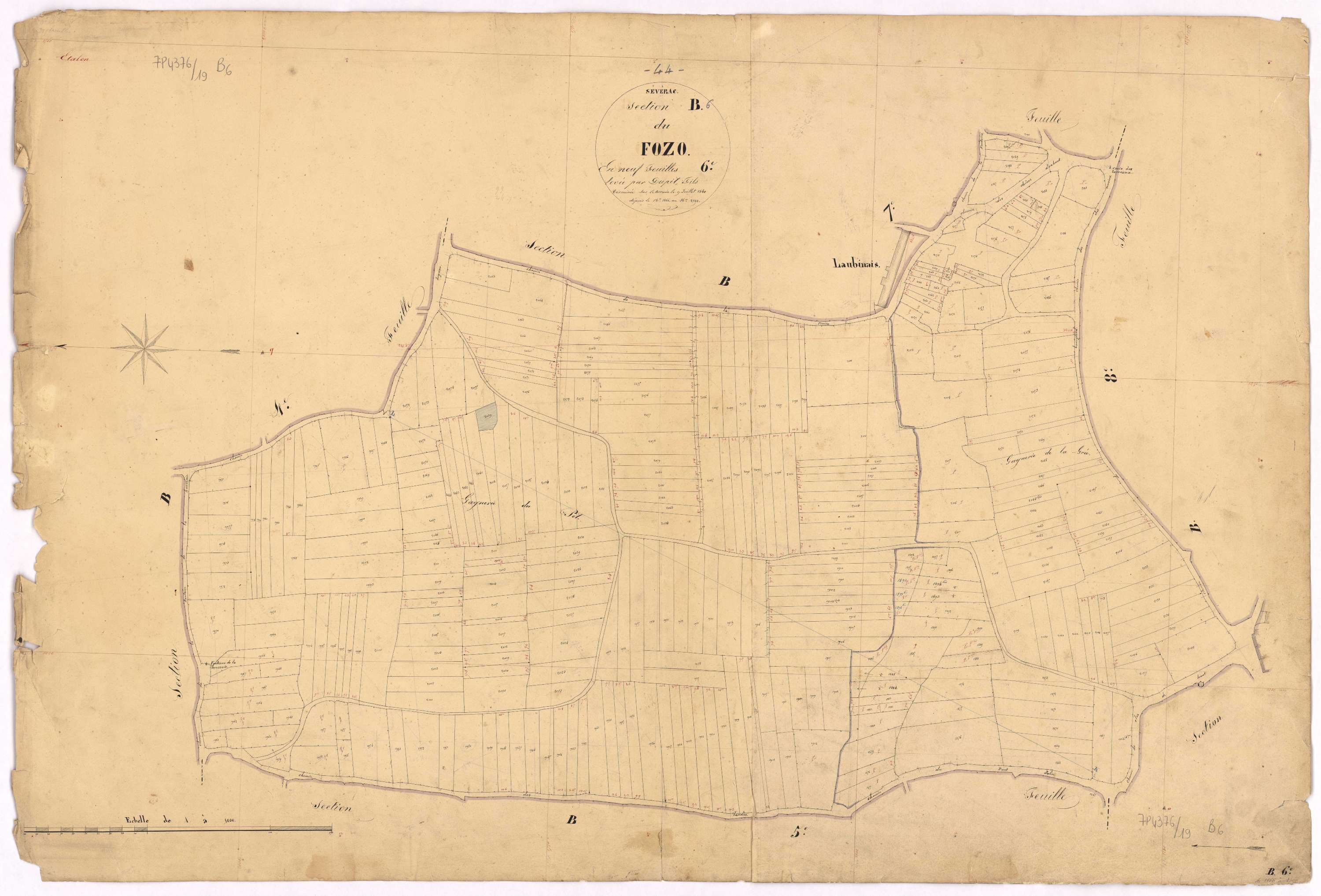 Sévérac - Section B6 Fozo (section du) ; 1866-2190
