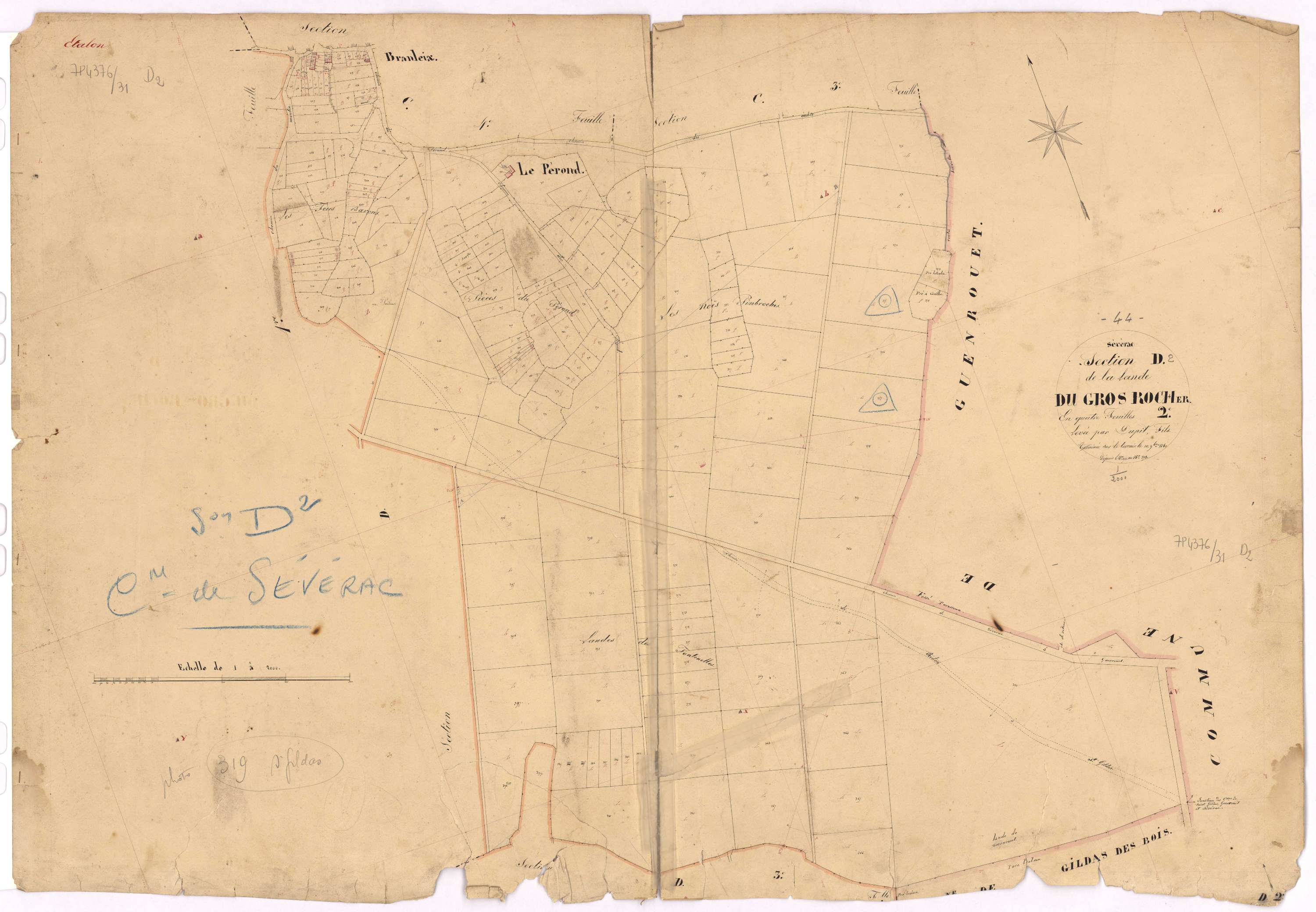 Sévérac - Section D2 Gros Rocher (section du) ; 192-398