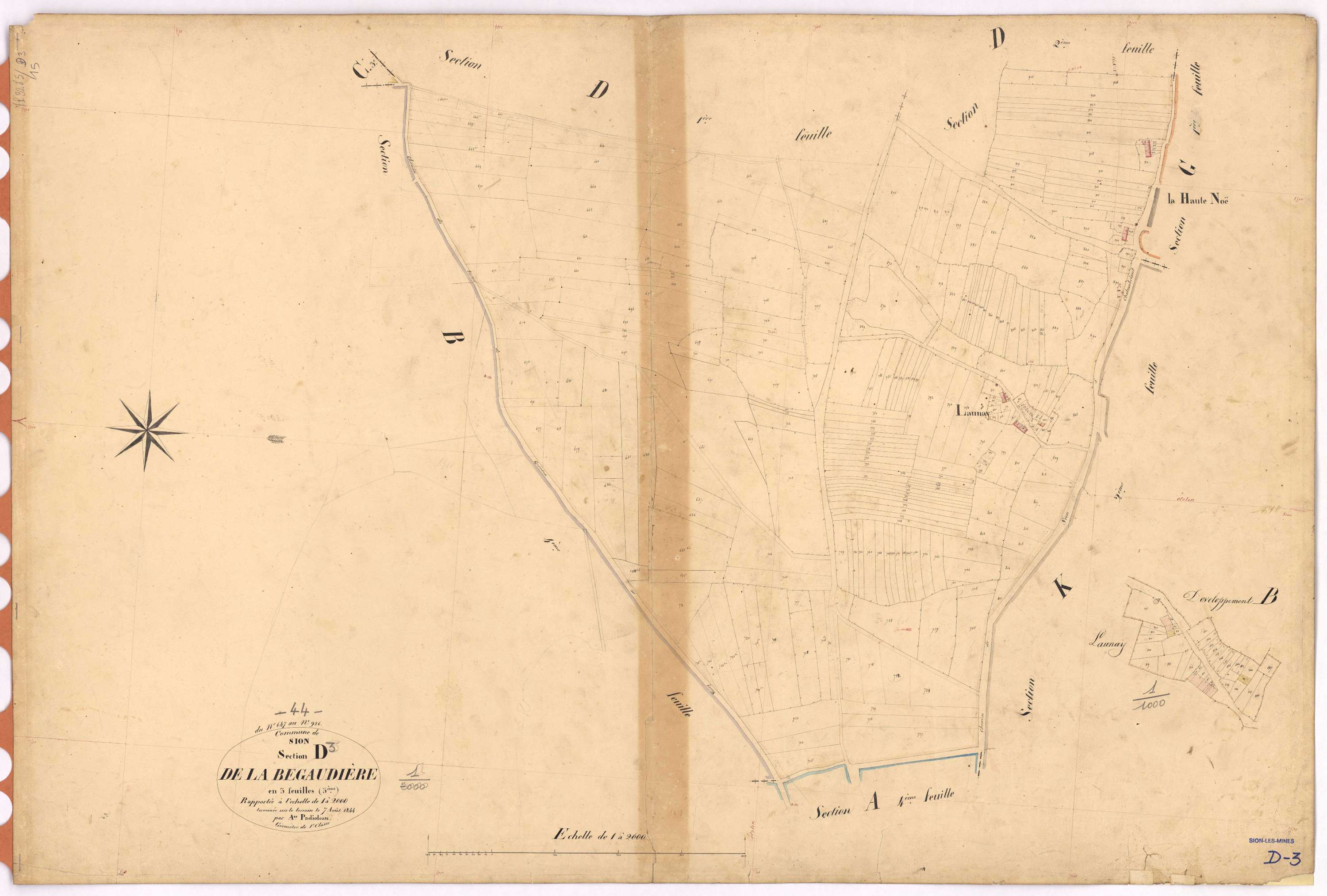 Sion-les-Mines - Section D3 Bégaudière (section de La) ; 647-926