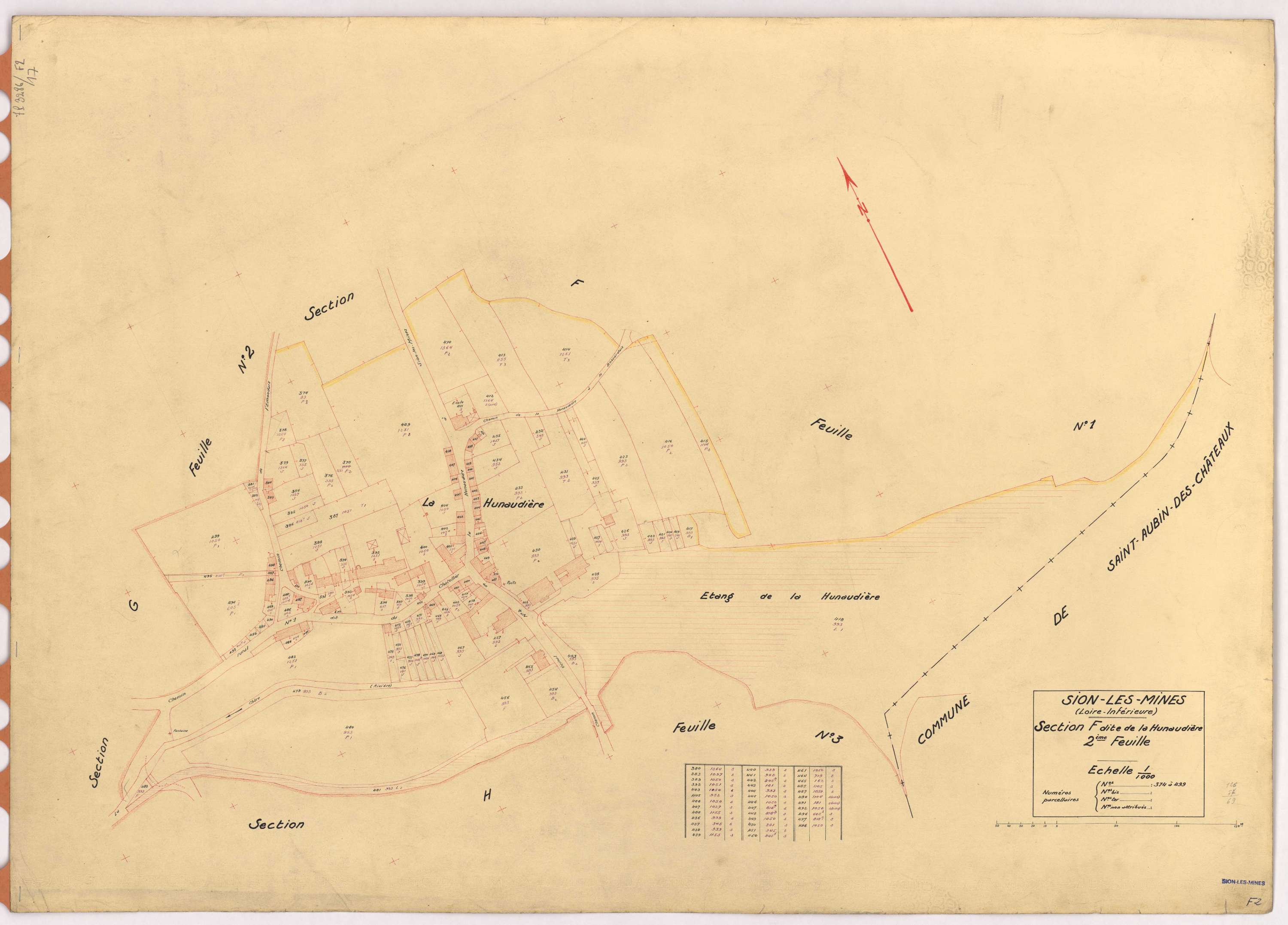 Sion-les-Mines - Section F2 Hunaudière (section de La) ; 374-499