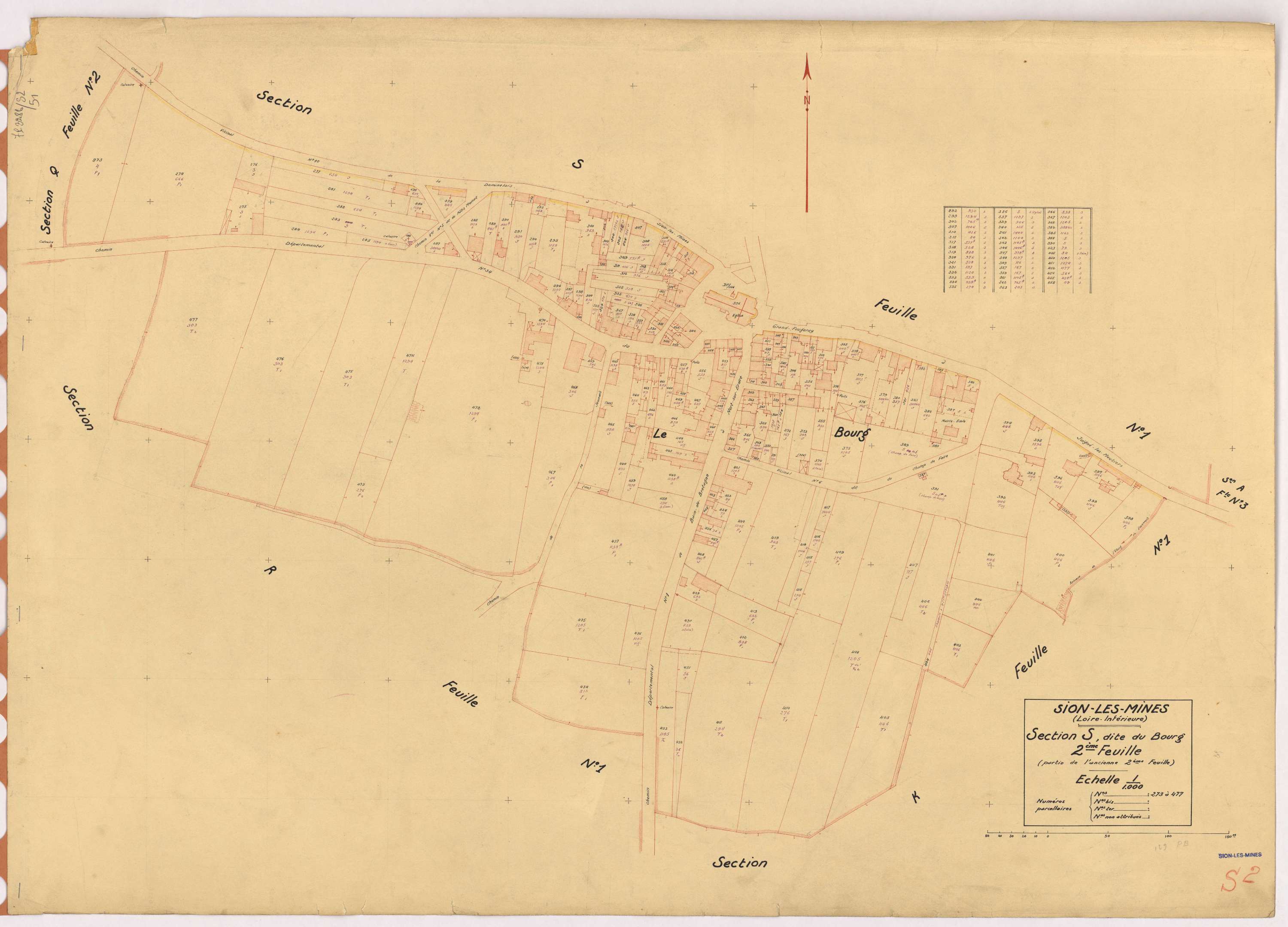 Sion-les-Mines - Section S2 Bourg (section du) ; 273-477