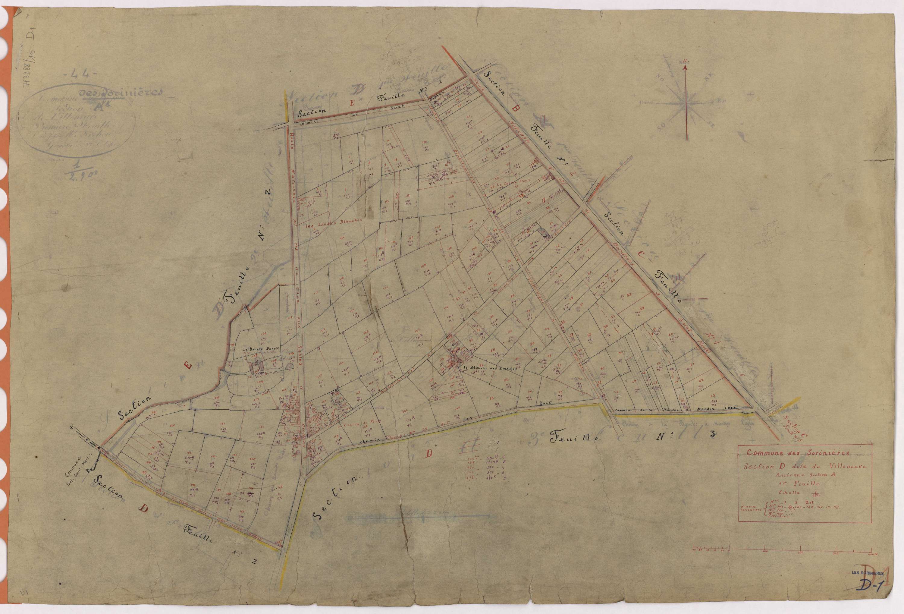 Sorinières - Section D1 Villeneuve (section de) ; 1-211