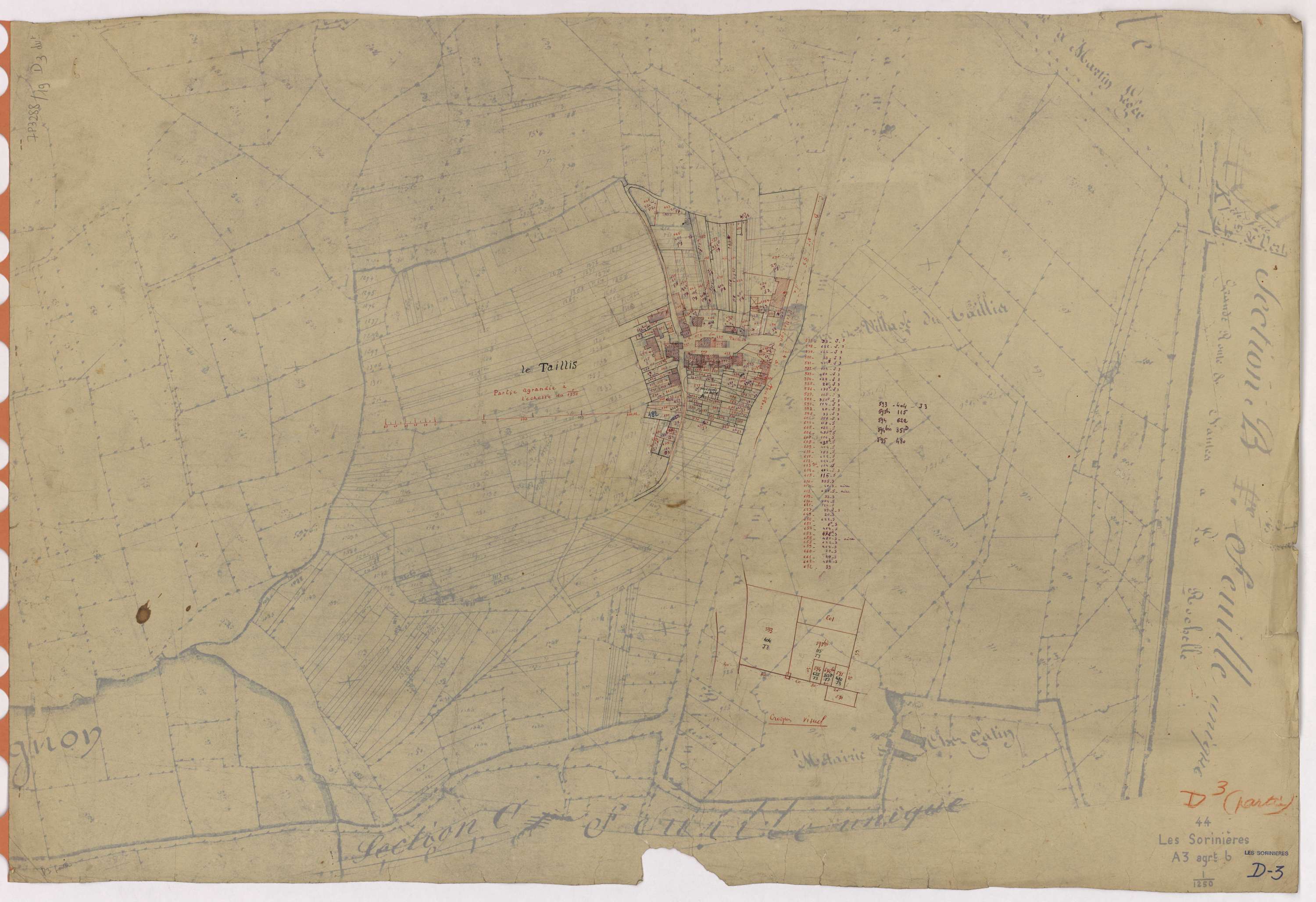 Sorinières - Section D3 (développement) Villeneuve (section de) ; 328-878 ; développement du village du Taillis