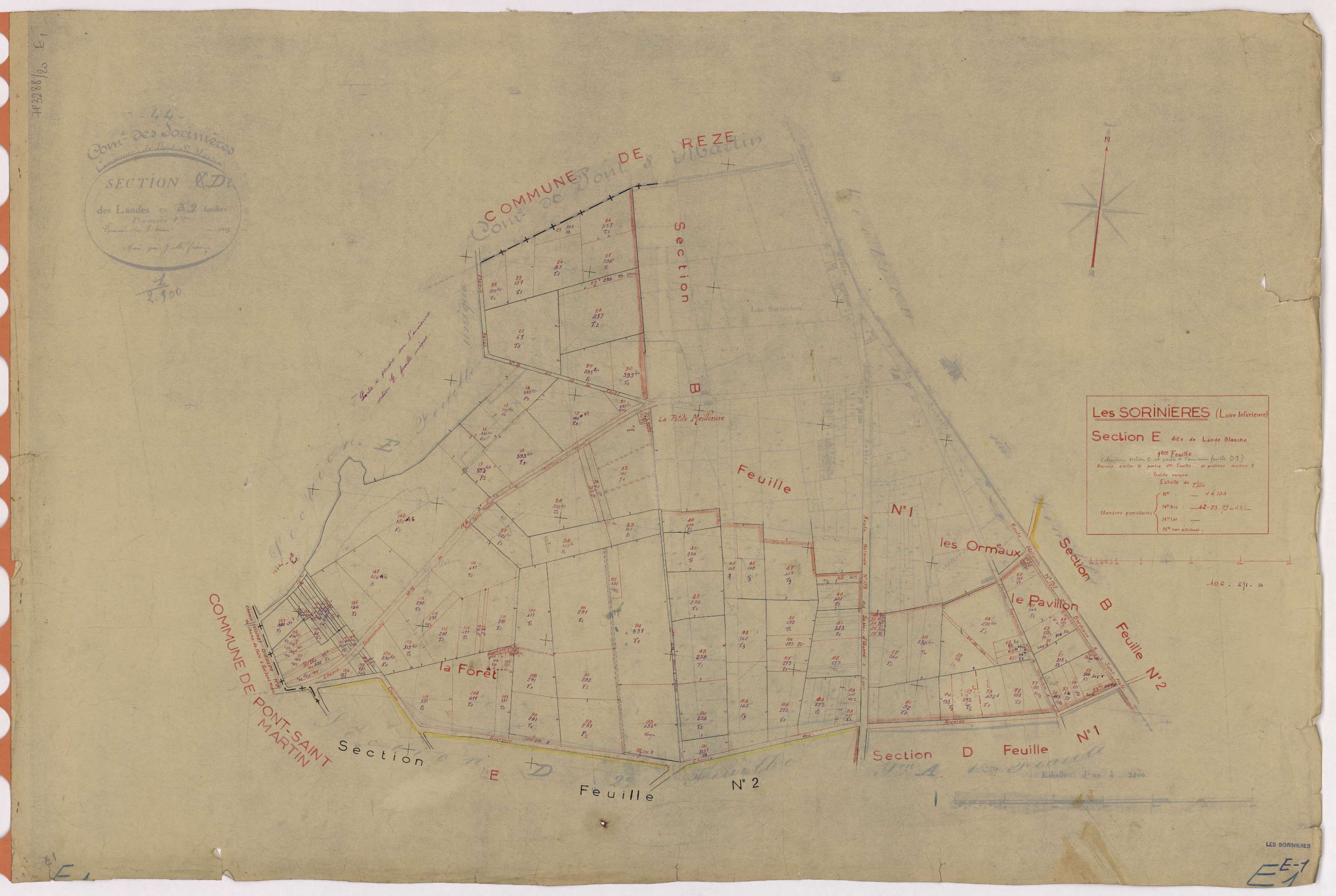 Sorinières - Section E1 Landes Blanches (section de La) ; 1-154