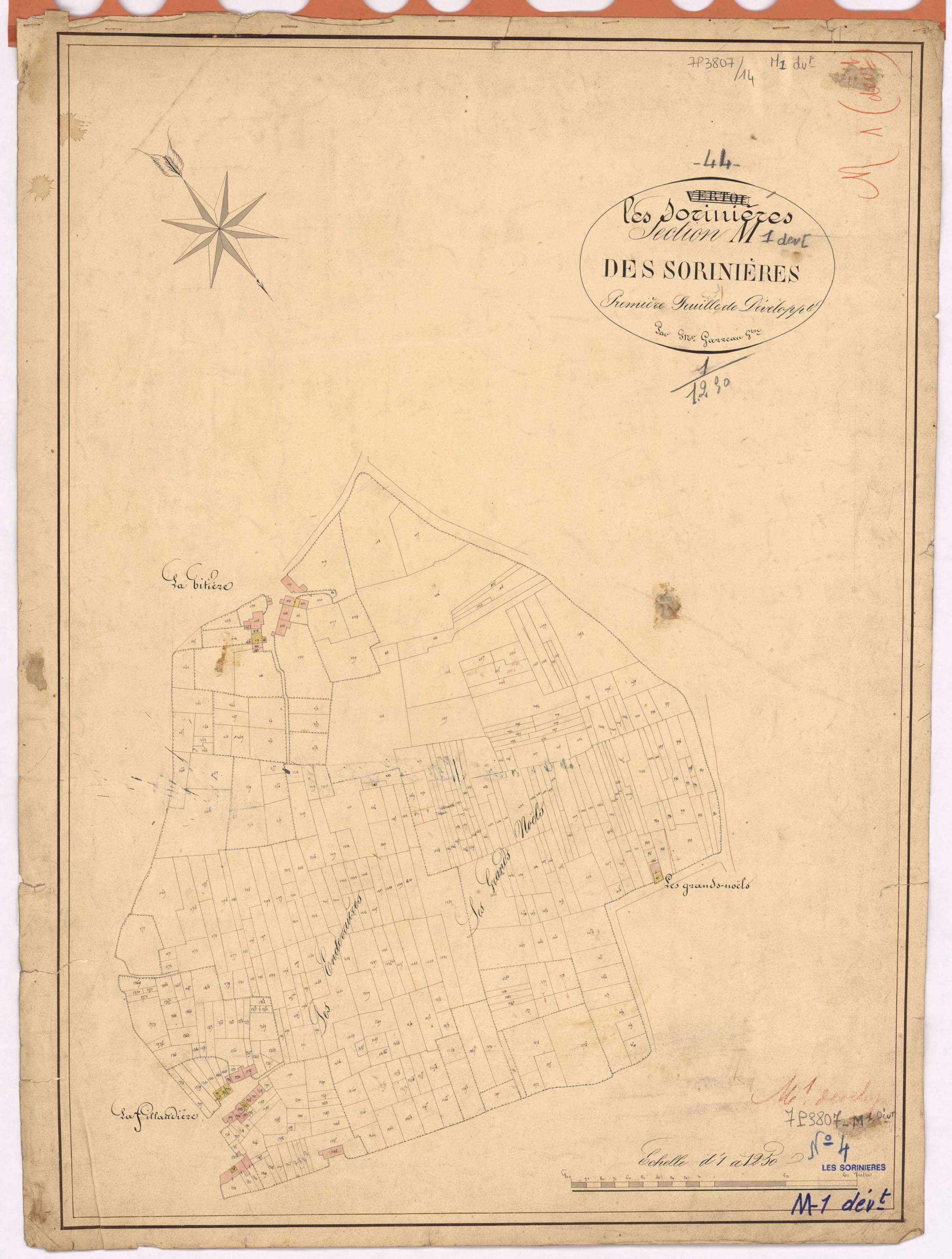 Sorinières - Section M1 (développement) Sorinières (section des) ; développement des villages de La Fillaudière, de La Bitière et des Grands-Noëls