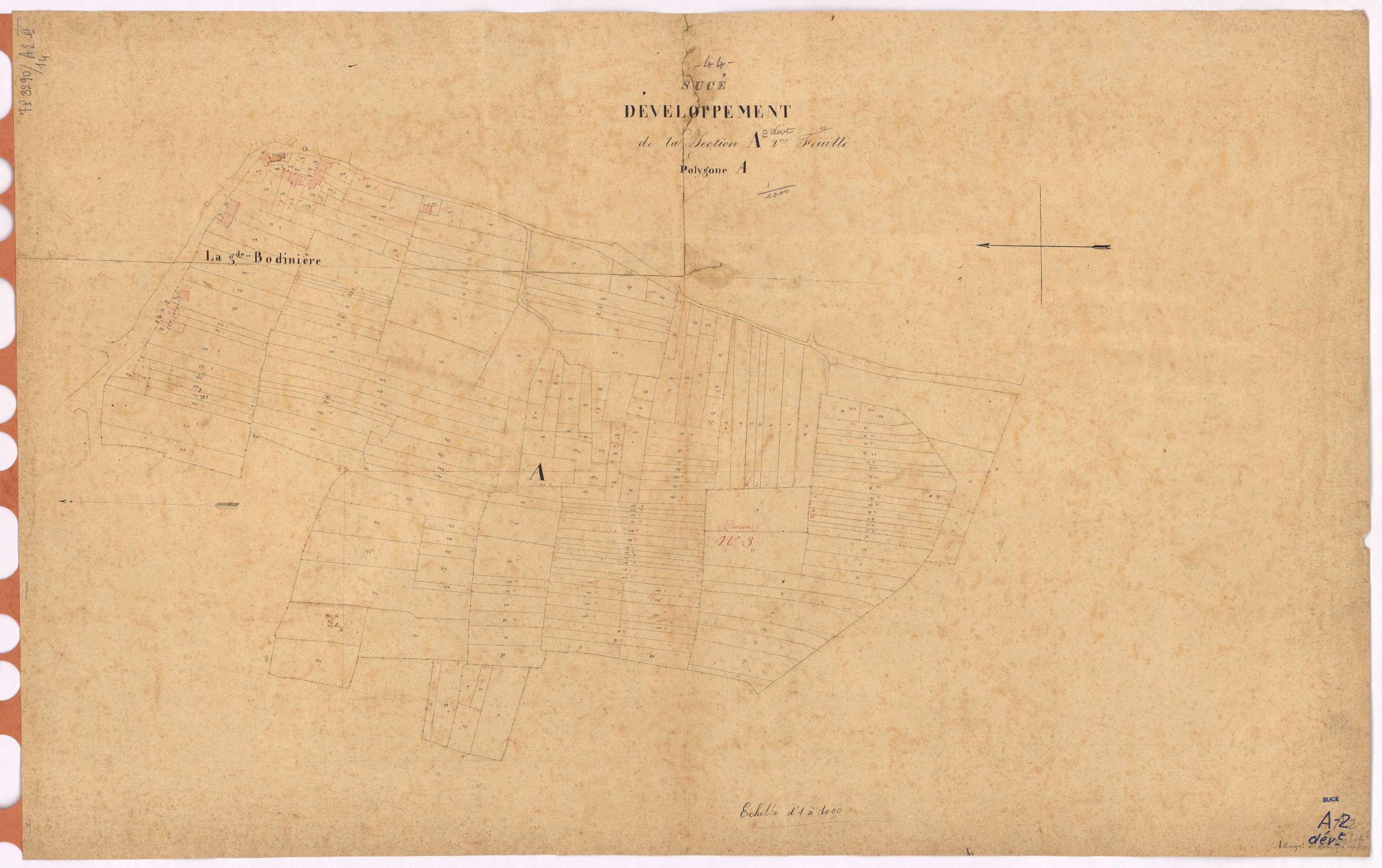 Sucé-sur-Erdre - Section A2 (développement) Grande Bodinière (section de La) ; développement du village de La Grande Bodinière et de diverses parcelles