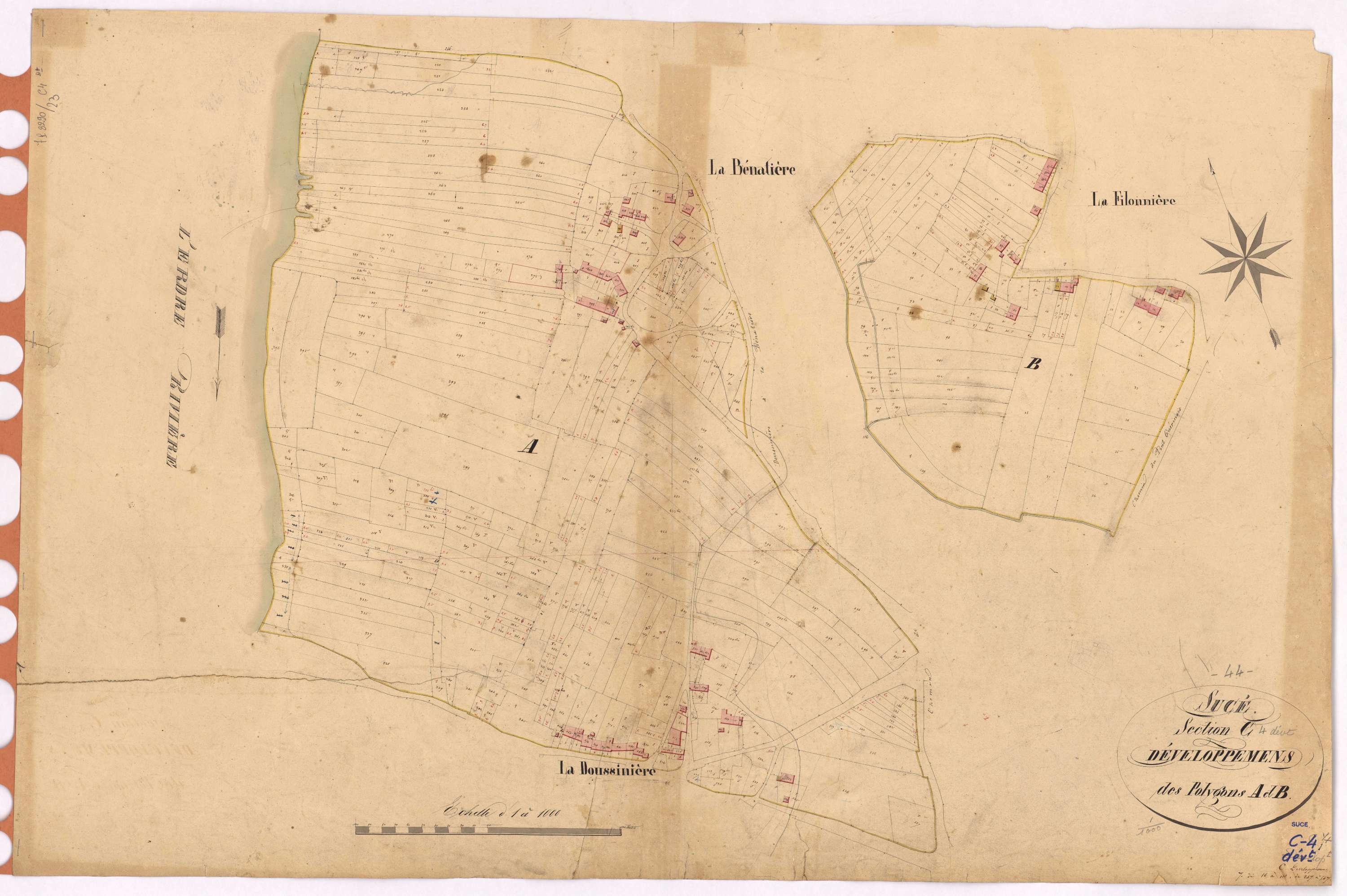 Sucé-sur-Erdre - Section C4 (développement) Barbinière (section de La) ; développement des villages de La Bénatière, de La Doussinière et de La Filonnière