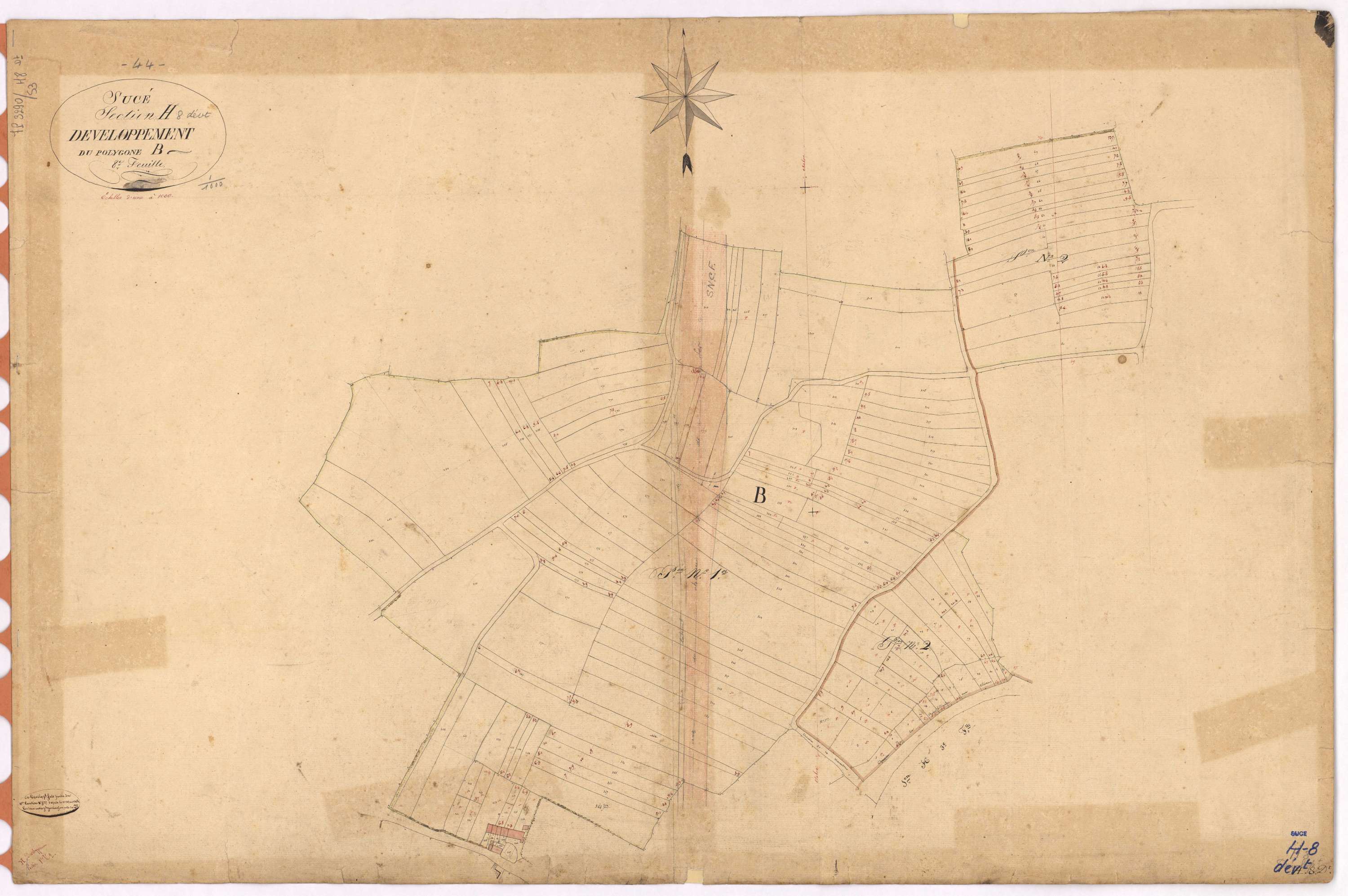 Sucé-sur-Erdre - Section H8 (développement) Ongle (section de l') ; développement de diverses parcelles