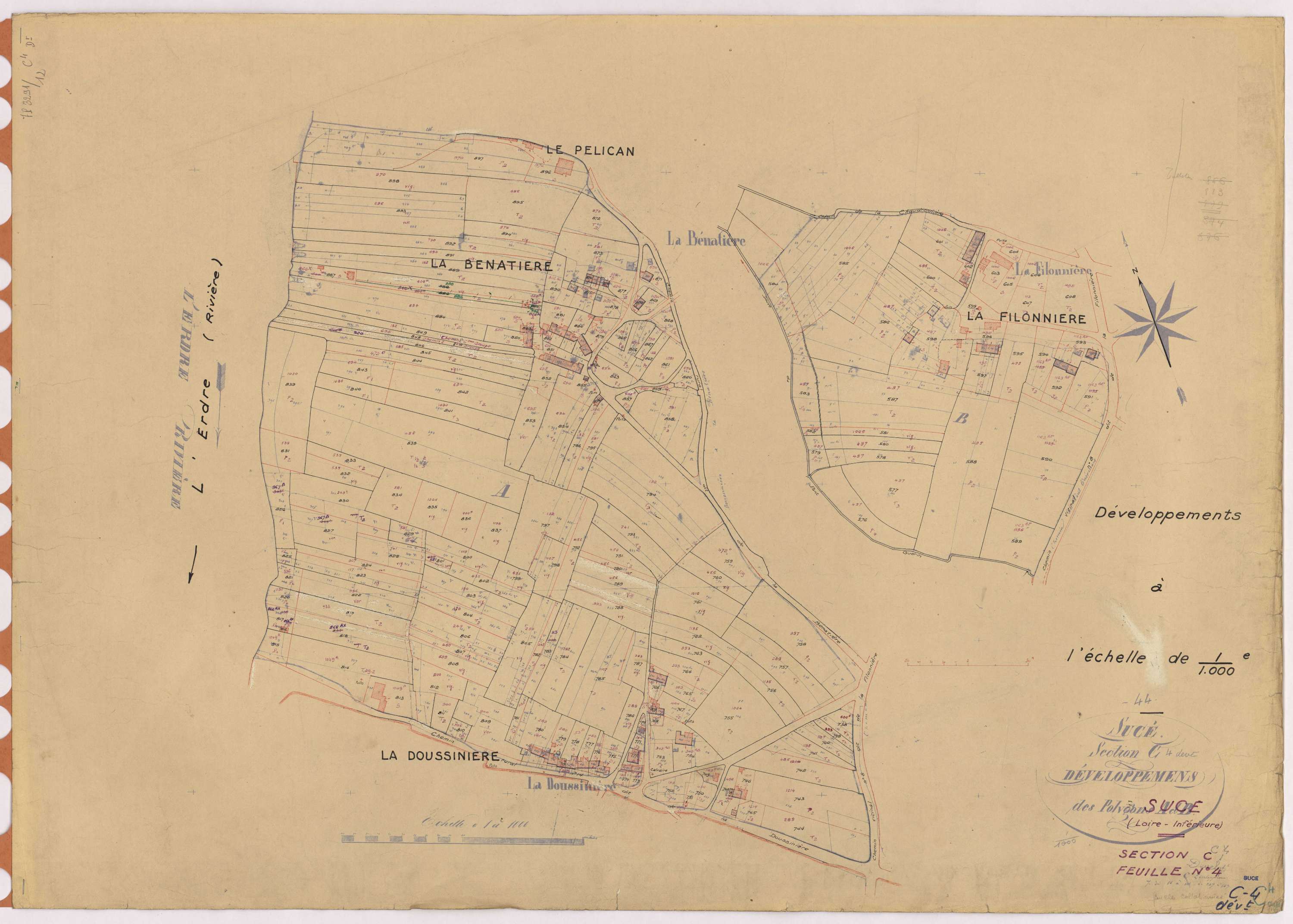 Sucé-sur-Erdre - Section C4 (développement) 509-898 ; développement des villages de La Bénatière, de La Doussinière et de La Filonnière