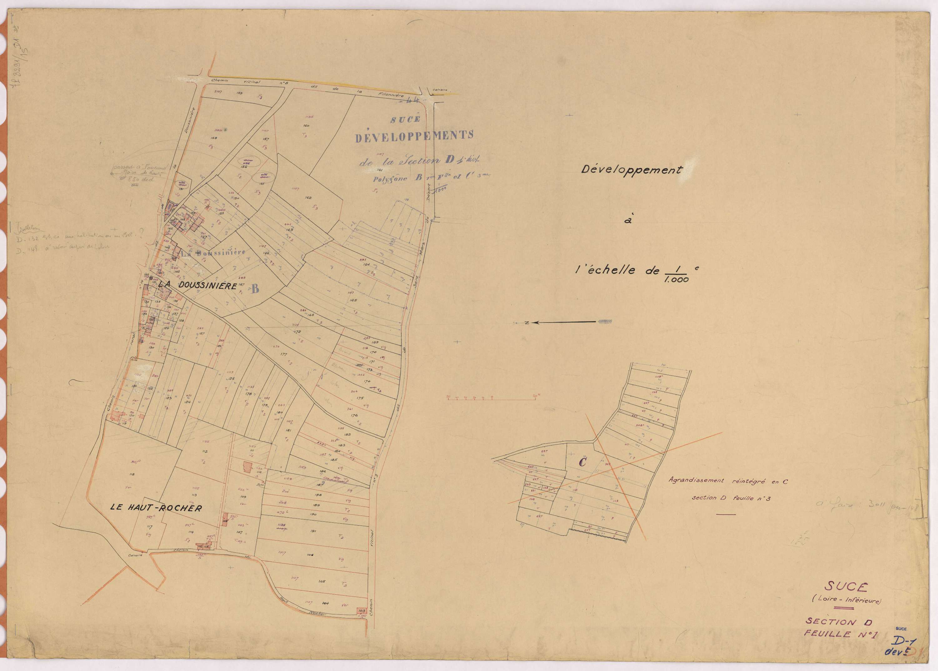 Sucé-sur-Erdre - Section D1 (développement) 1-306 ; développement des villages de La Doussinière et du Haut-Rocher