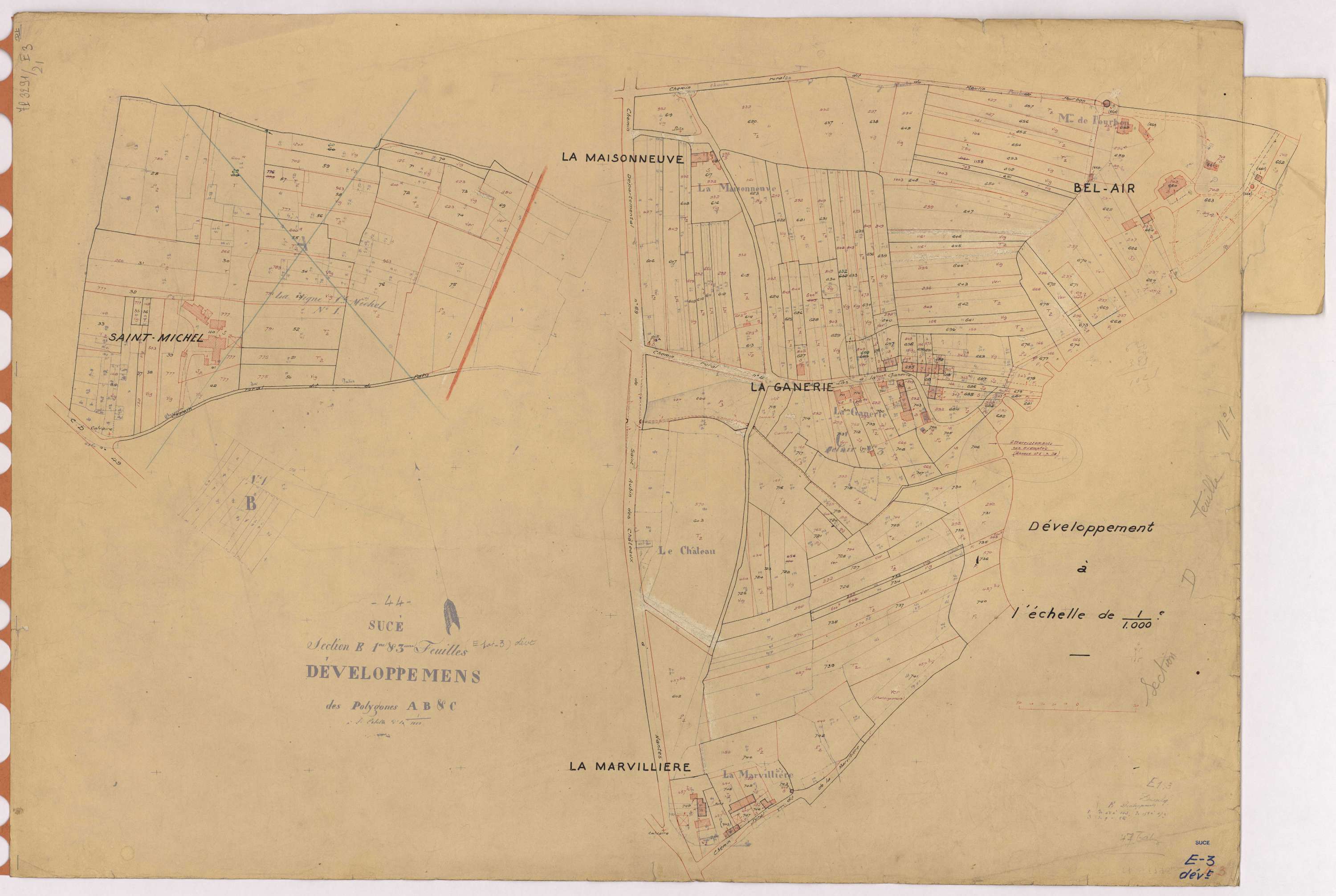 Sucé-sur-Erdre - Section E3 (développement) 585-862 ; développement des villages de La Ganerie, de La Maisonneuve et de La Marvillière