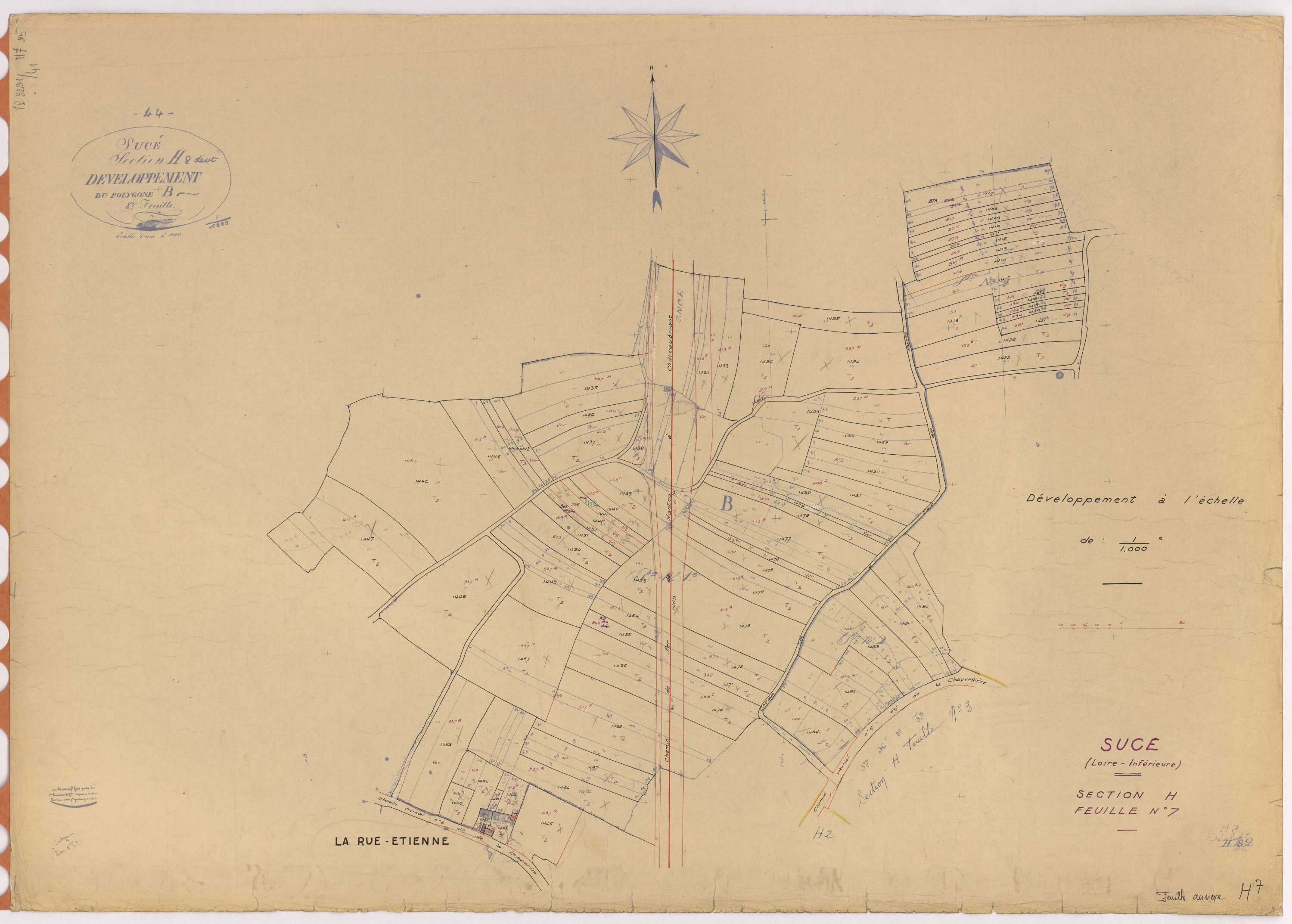 Sucé-sur-Erdre - Section H7 (développement) 1152-1547 ; développement du village de La Rue-Etienne et de diverses parcelles