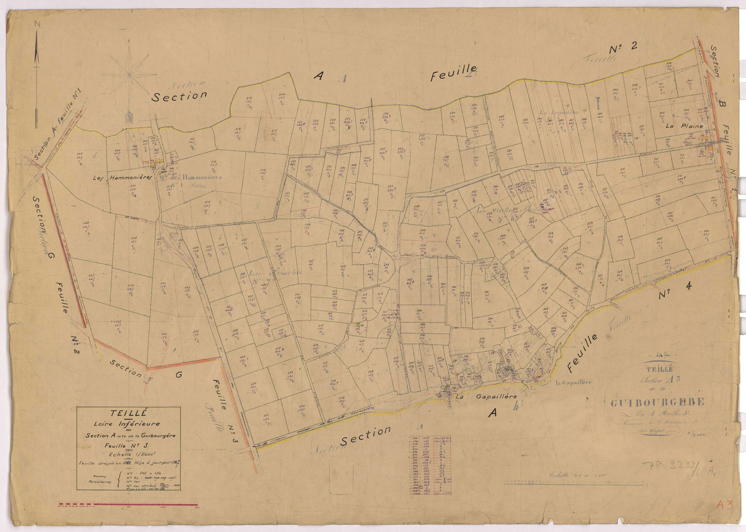 Teillé - Section A3 Guibourgère (section de La) ; 202-450