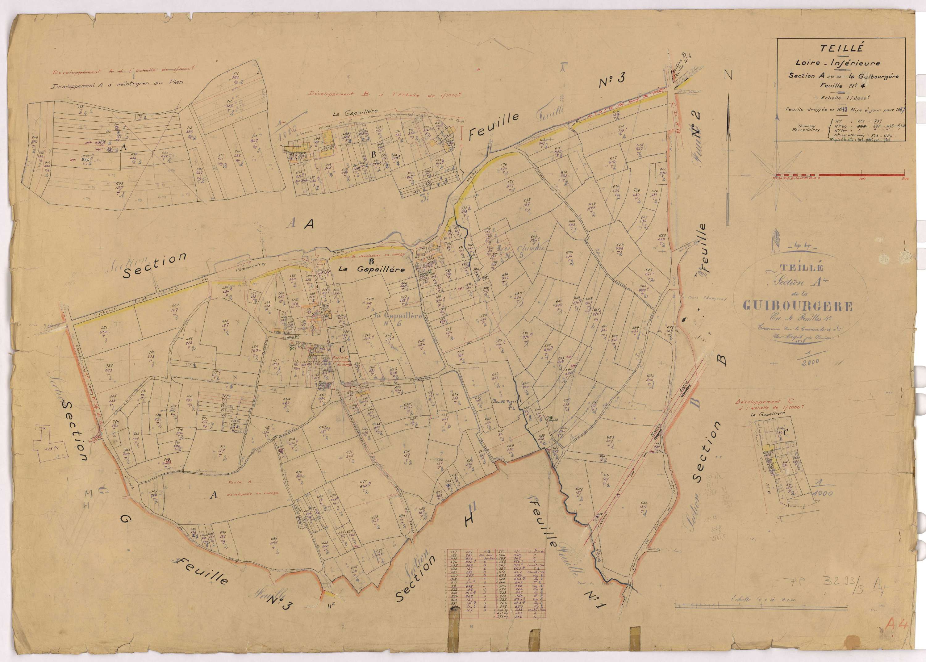 Teillé - Section A4 Guibourgère (section de La) ; 451-737
