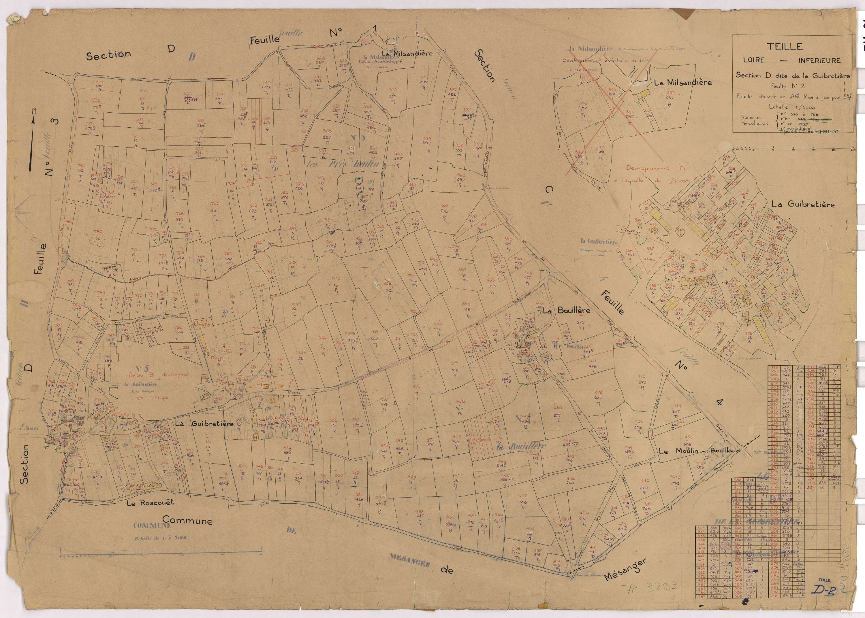 Teillé - Section D2 Guibretière (section de La) ; 320-798