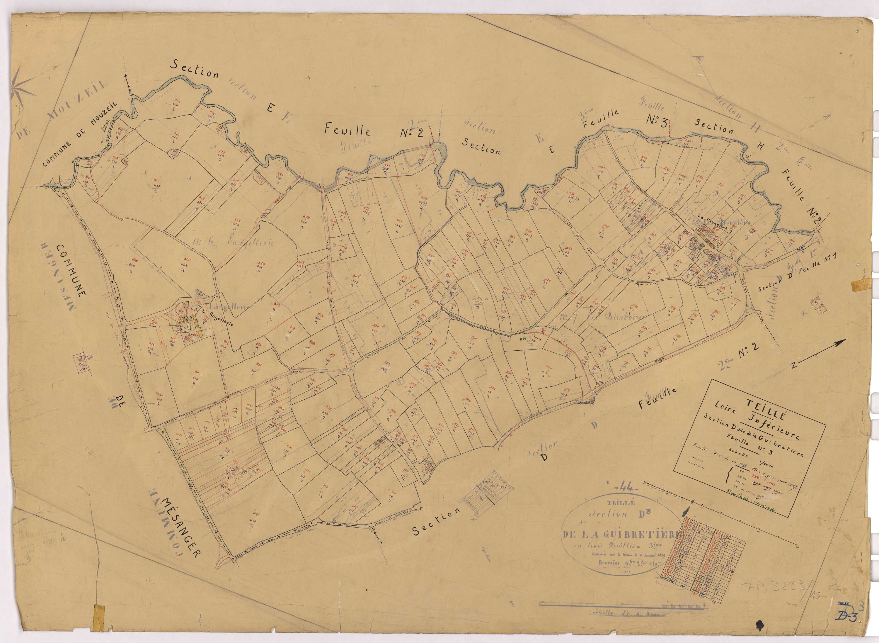 Teillé - Section D3 Guibretière (section de La) ; 799-1041