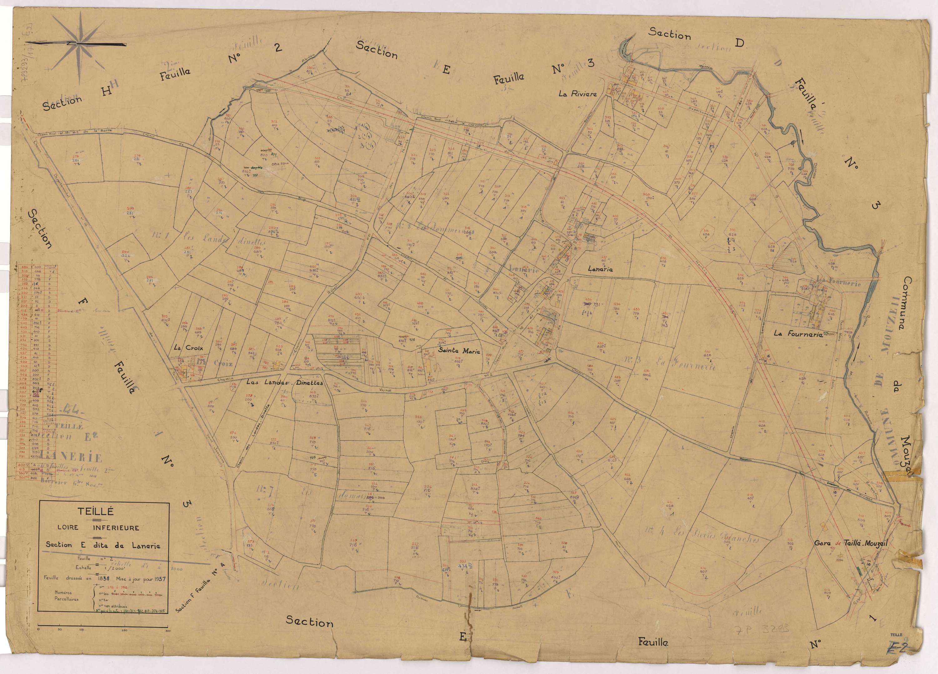 Teillé - Section E2 Lanerie (section de) ; 278-598