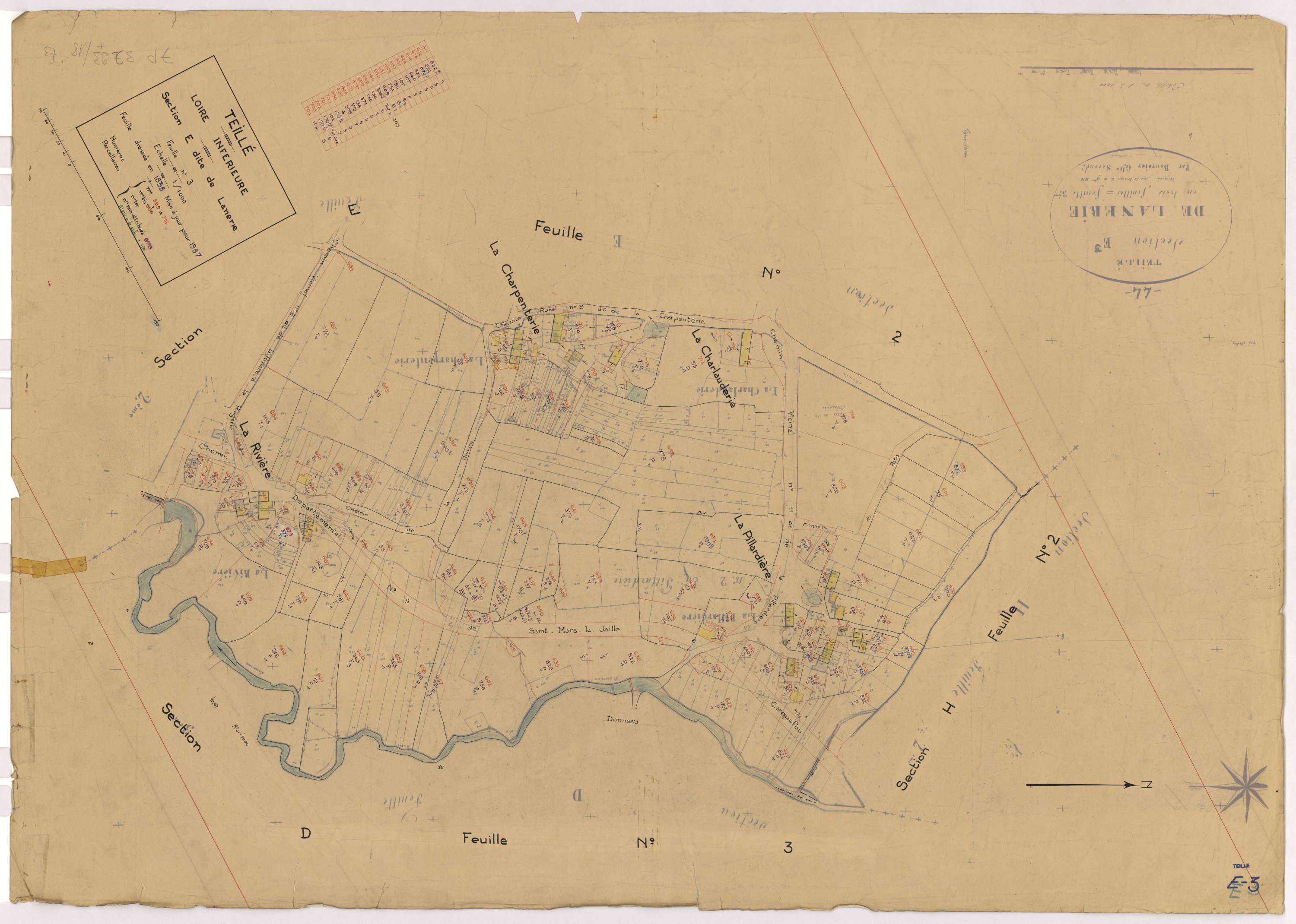 Teillé - Section E3 Lanerie (section de) ; 599-716