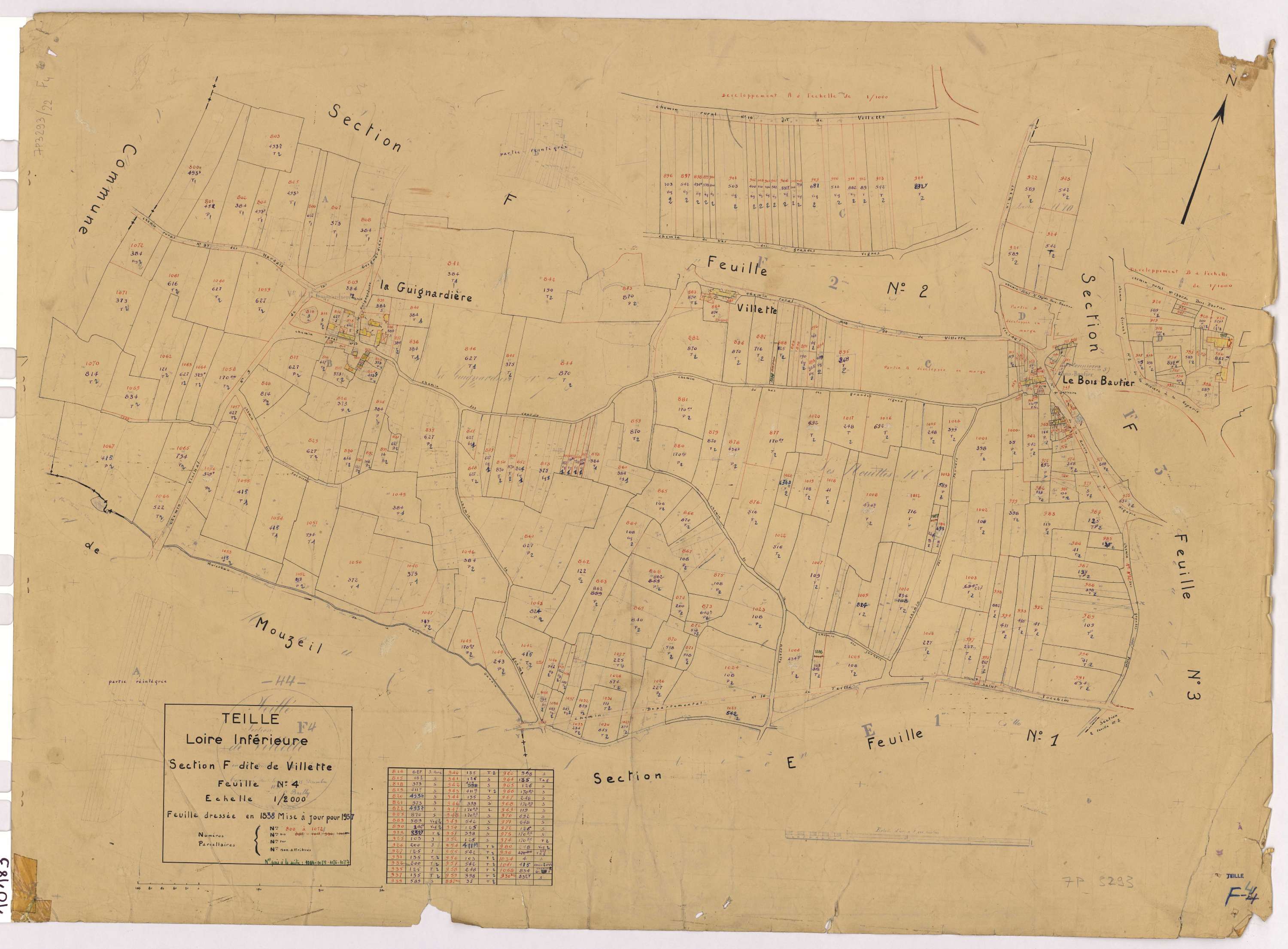 Teillé - Section F4 Villette (section de) ; 800-1072