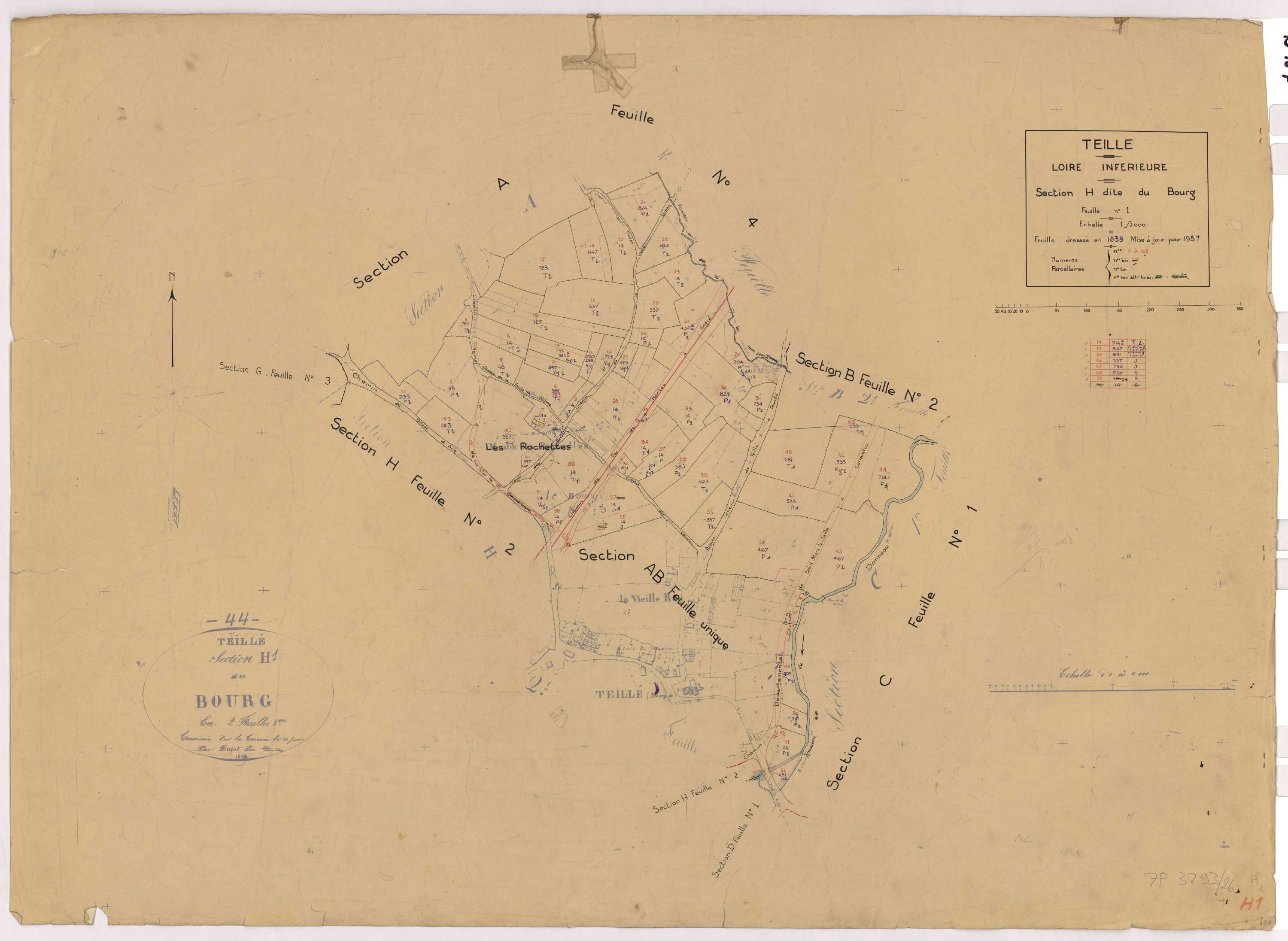 Teillé - Section H1 Bourg (section du) ; 1-63
