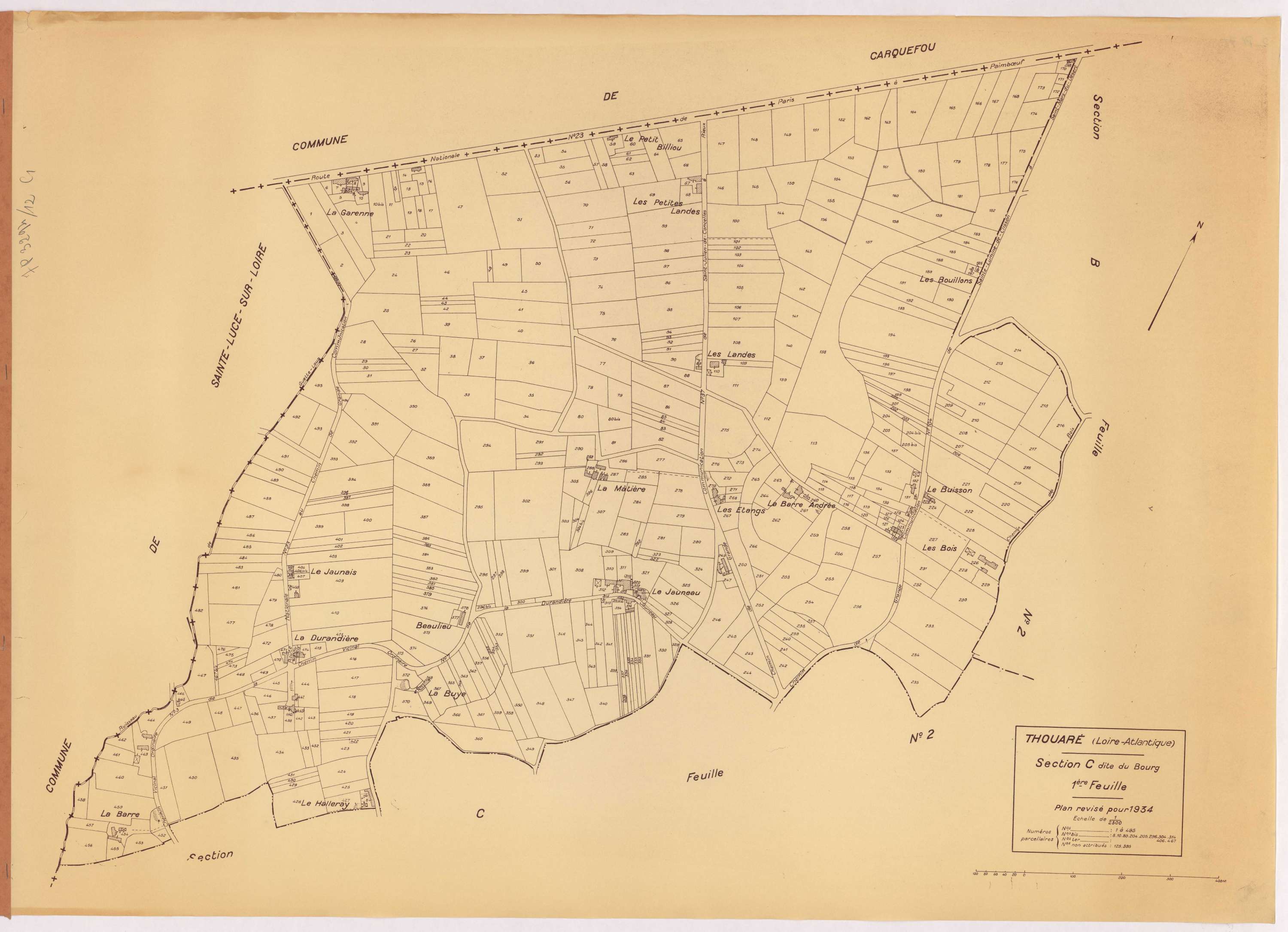 Thouaré-sur-Loire - Section C1 Bourg (section du) ; 1-495