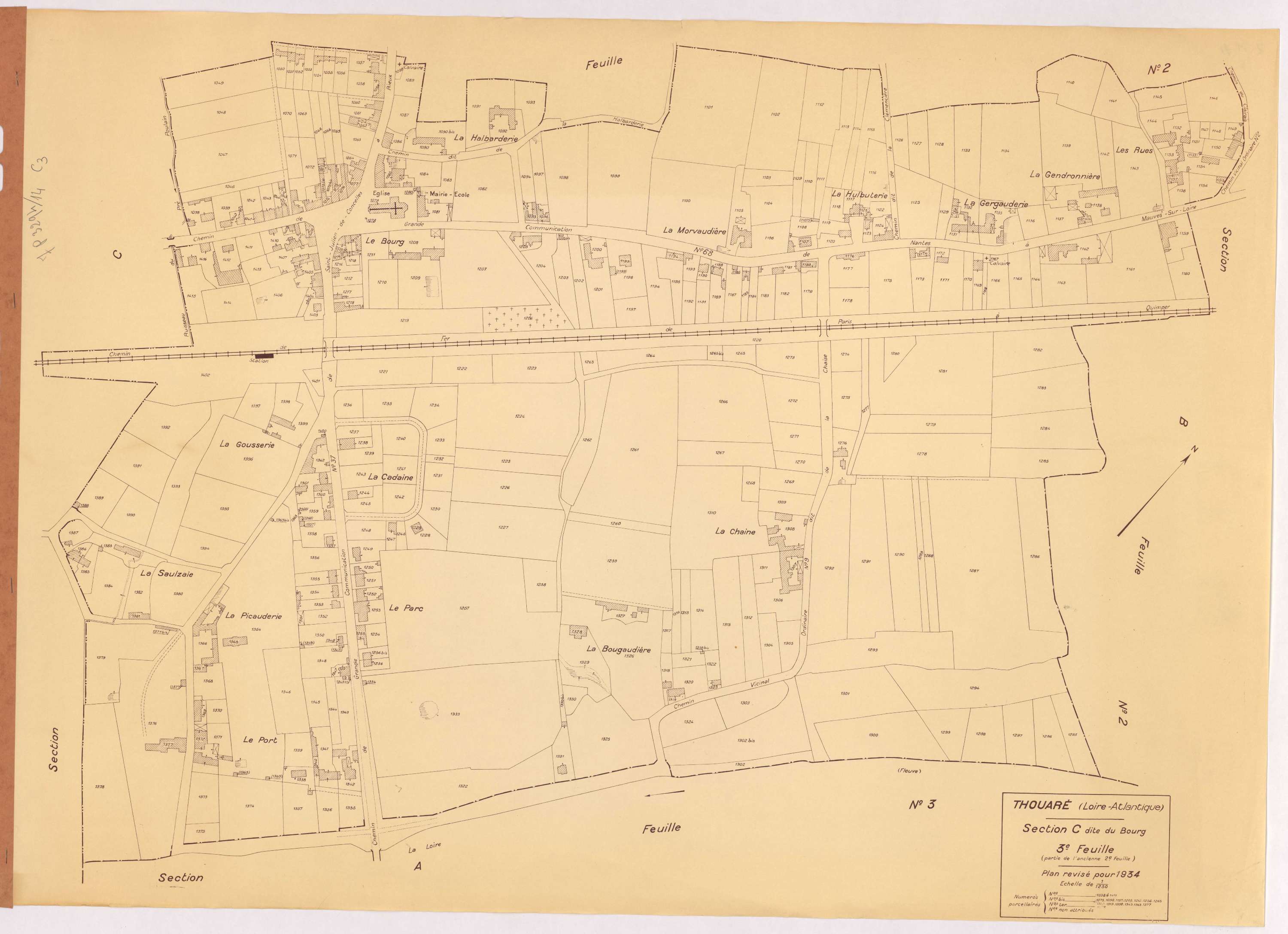 Thouaré-sur-Loire - Section C3 Bourg (section du) ; 1038-1416
