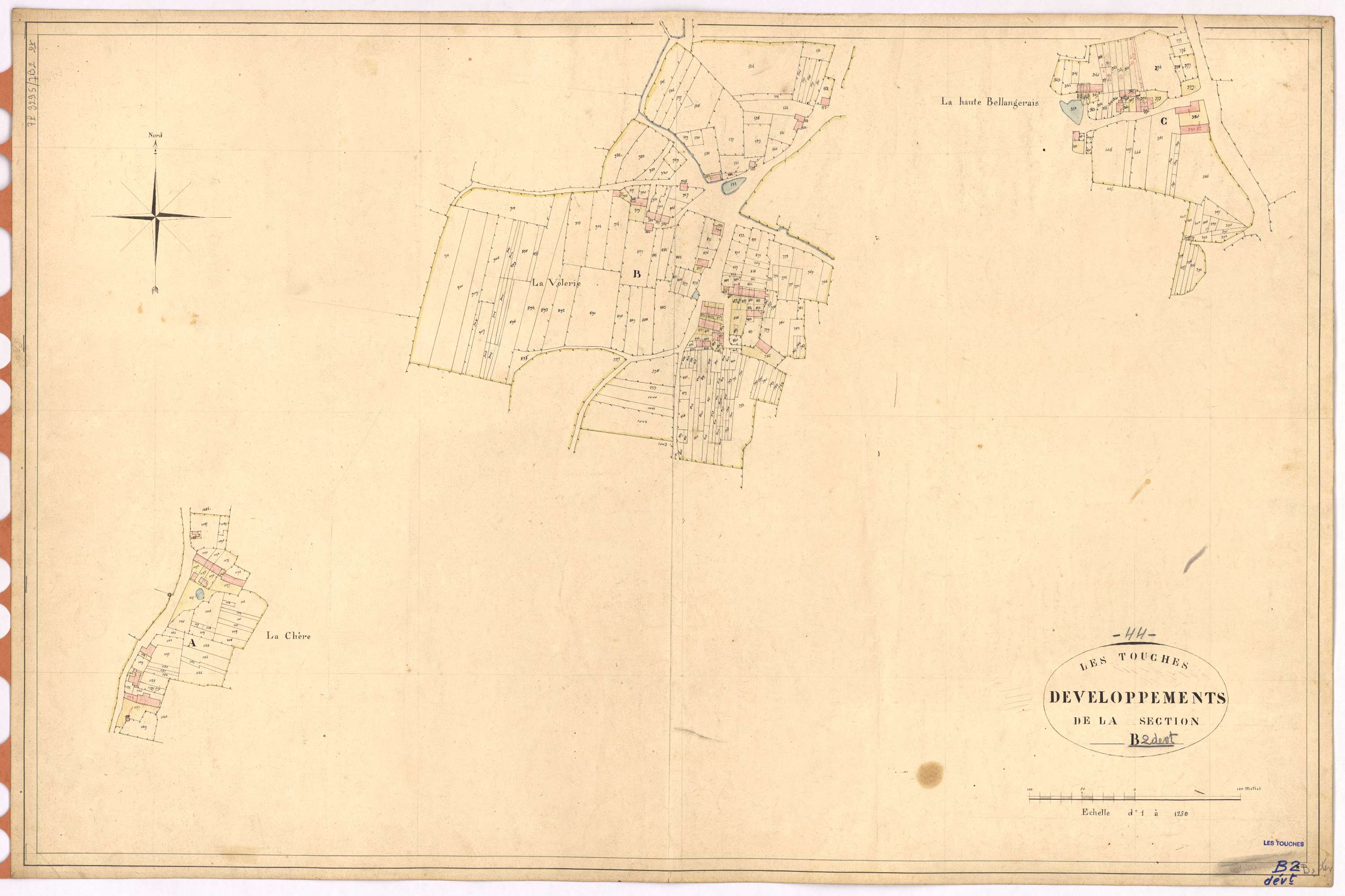 Touches - Section B2 (développement) Volerie (section de La) ; 315-1147 ; développement des villages de La Chère, de La Volerie et de La Haute Bellangerais