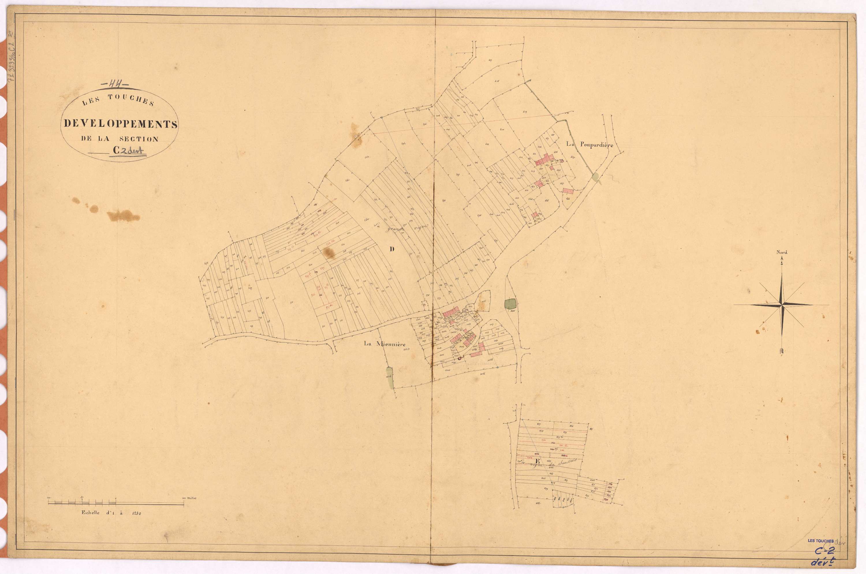 Touches - Section C2 (développement) Rigaudière (section de La) ; 413-1134 ; développement des villages de La Miennière, de La Poupardière et de diverses parcelles