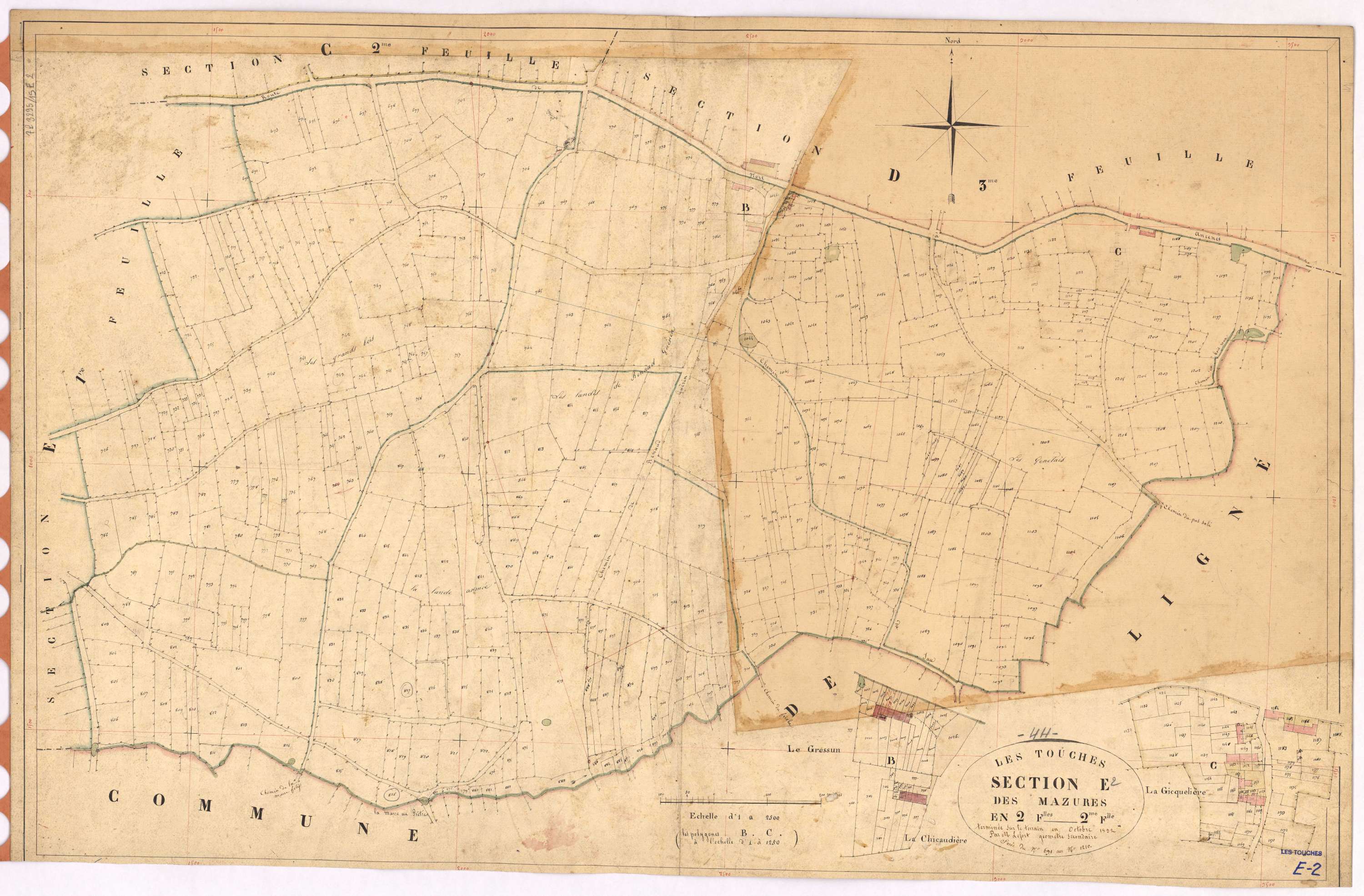 Touches - Section E2 Mazures (section des) ; 691-1210