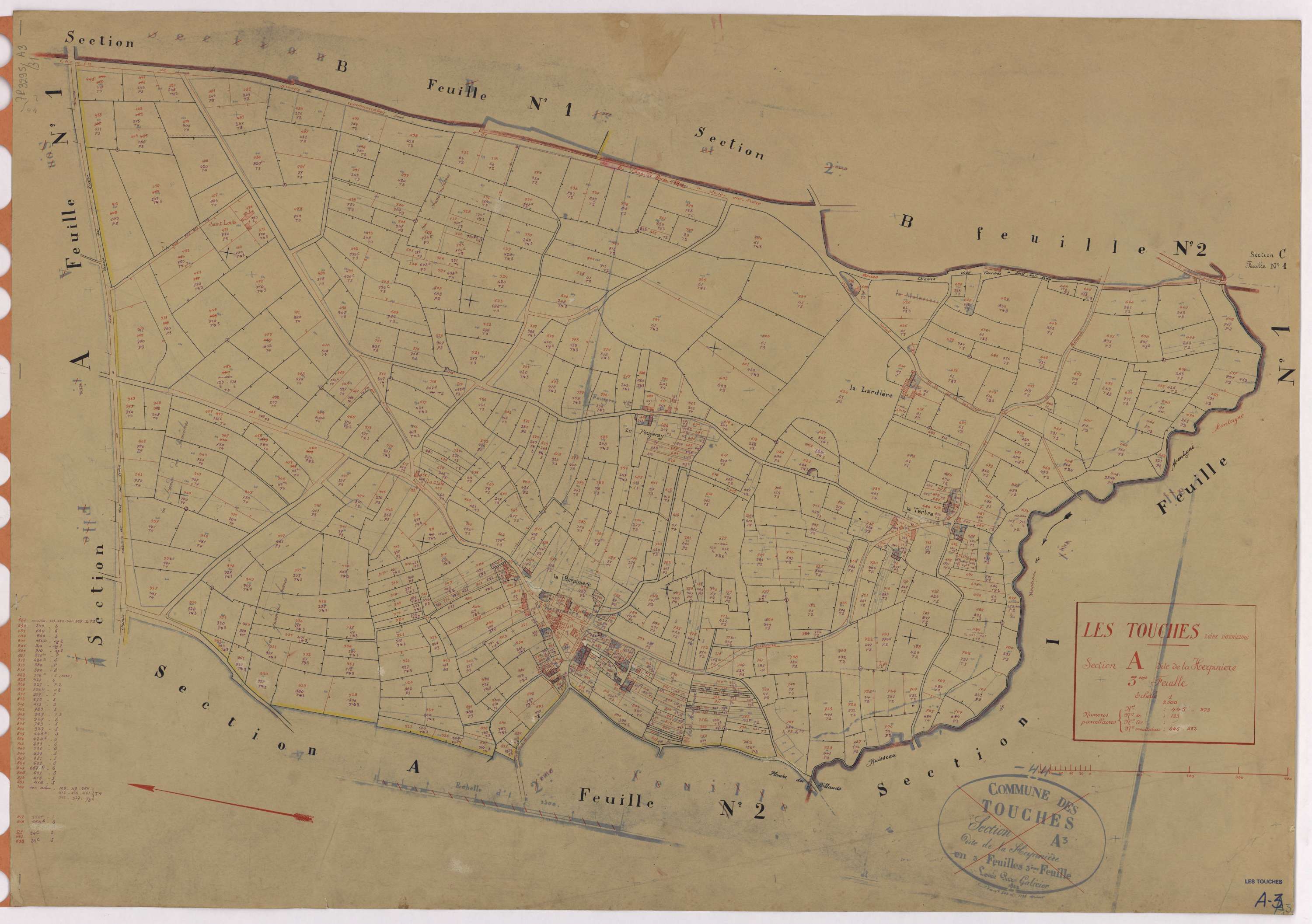 Touches - Section A3 Herpinière (section de La) ; 445-973