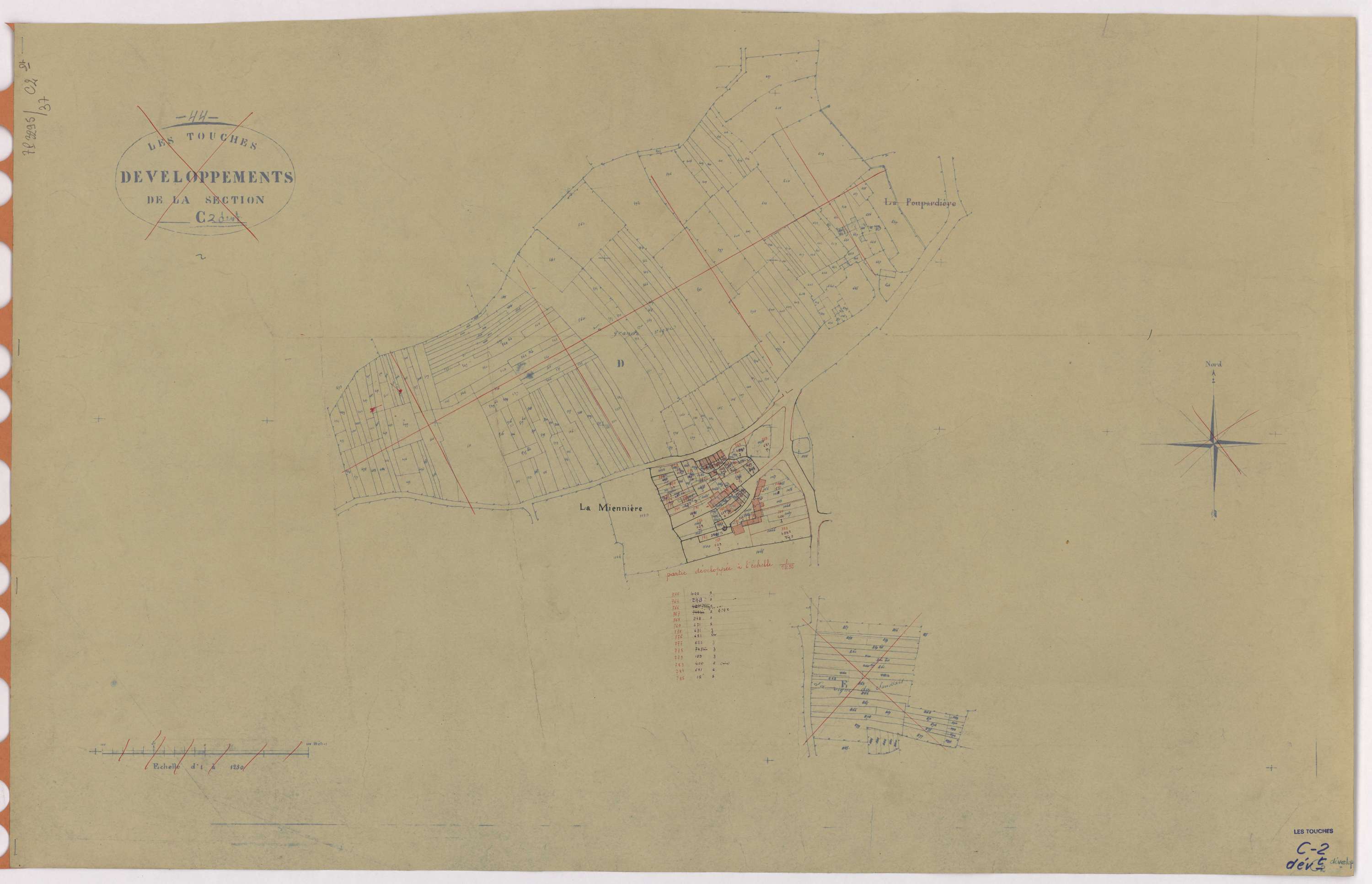 Touches - Section C2 (développement) Rigaudière (section de La) ; 404-805 ; développement du village de La Miennière
