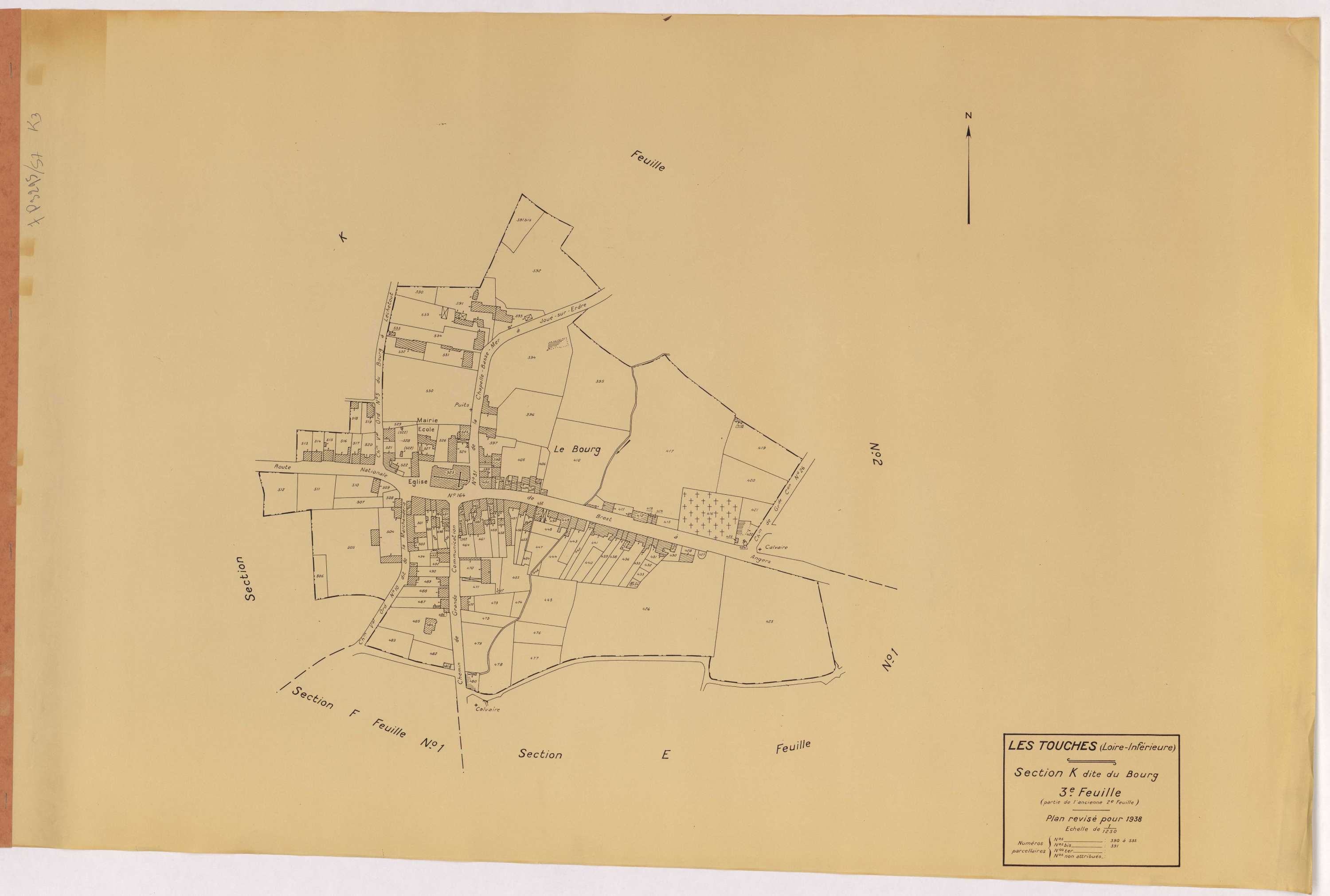 Touches - Section K3 Bourg (section du) ; 390-535