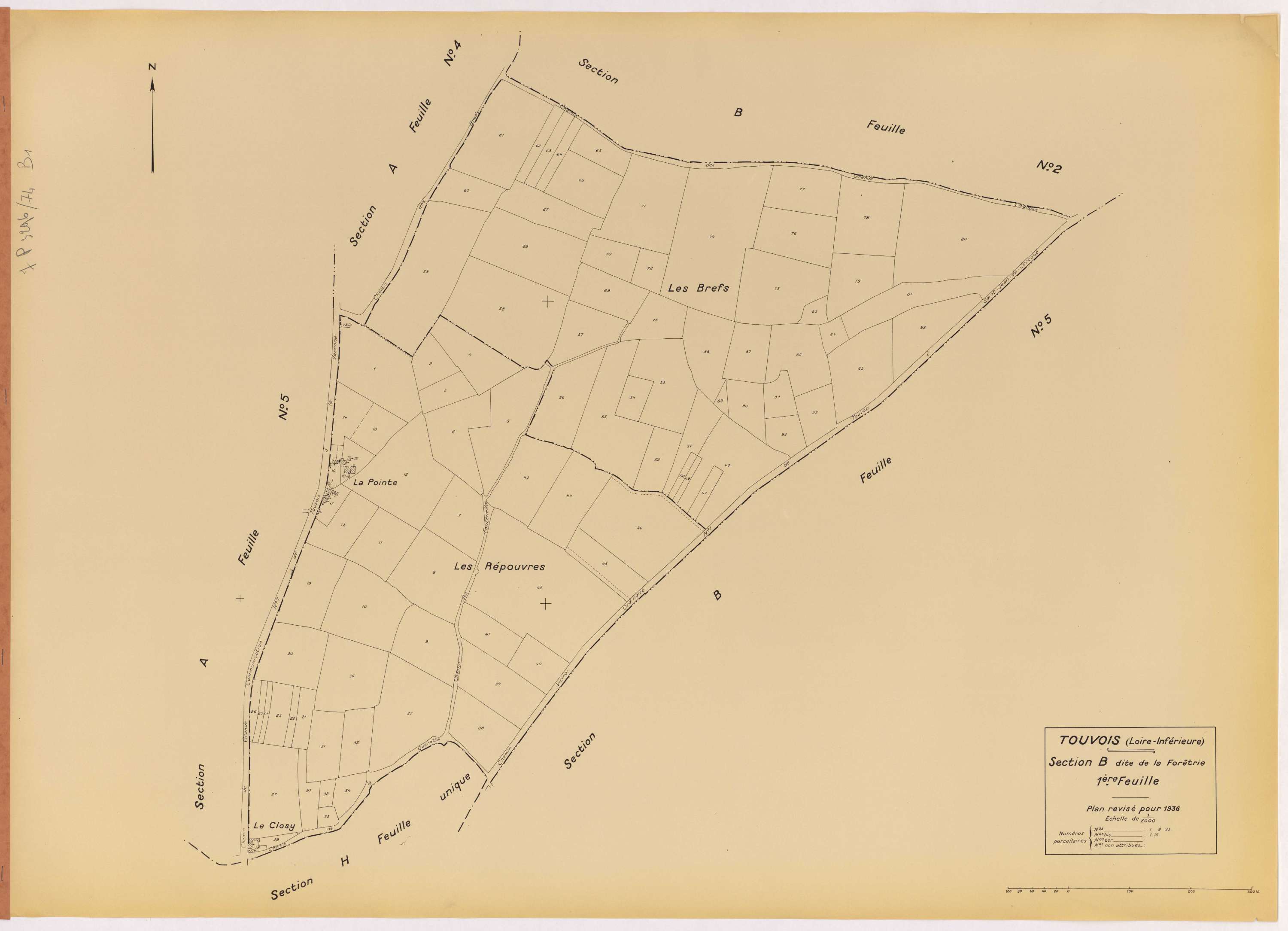 Touvois - Section B1 Forêtrie (section de La) ; 1-93