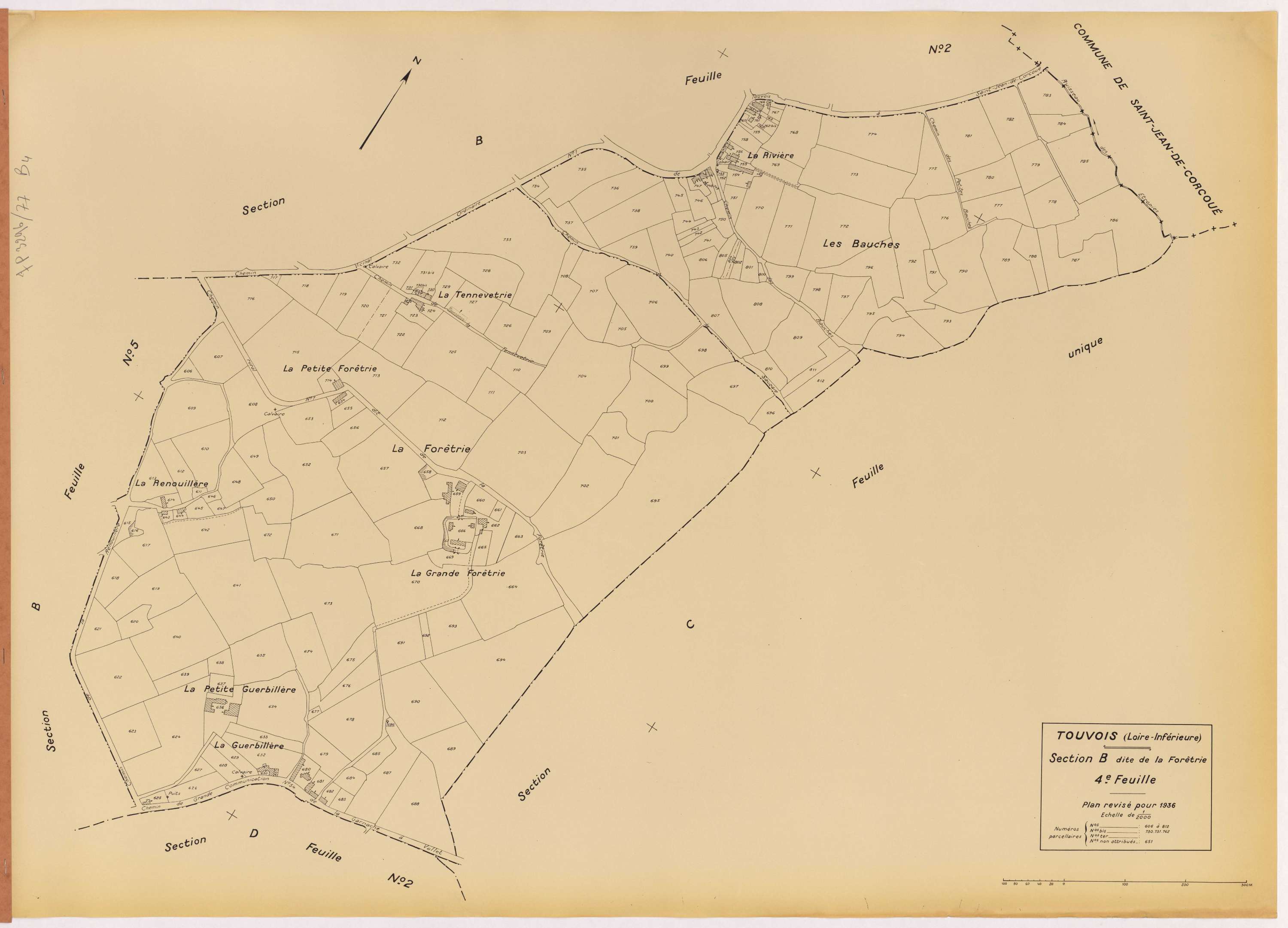 Touvois - Section B4 Forêtrie (section de La) ; 606-812