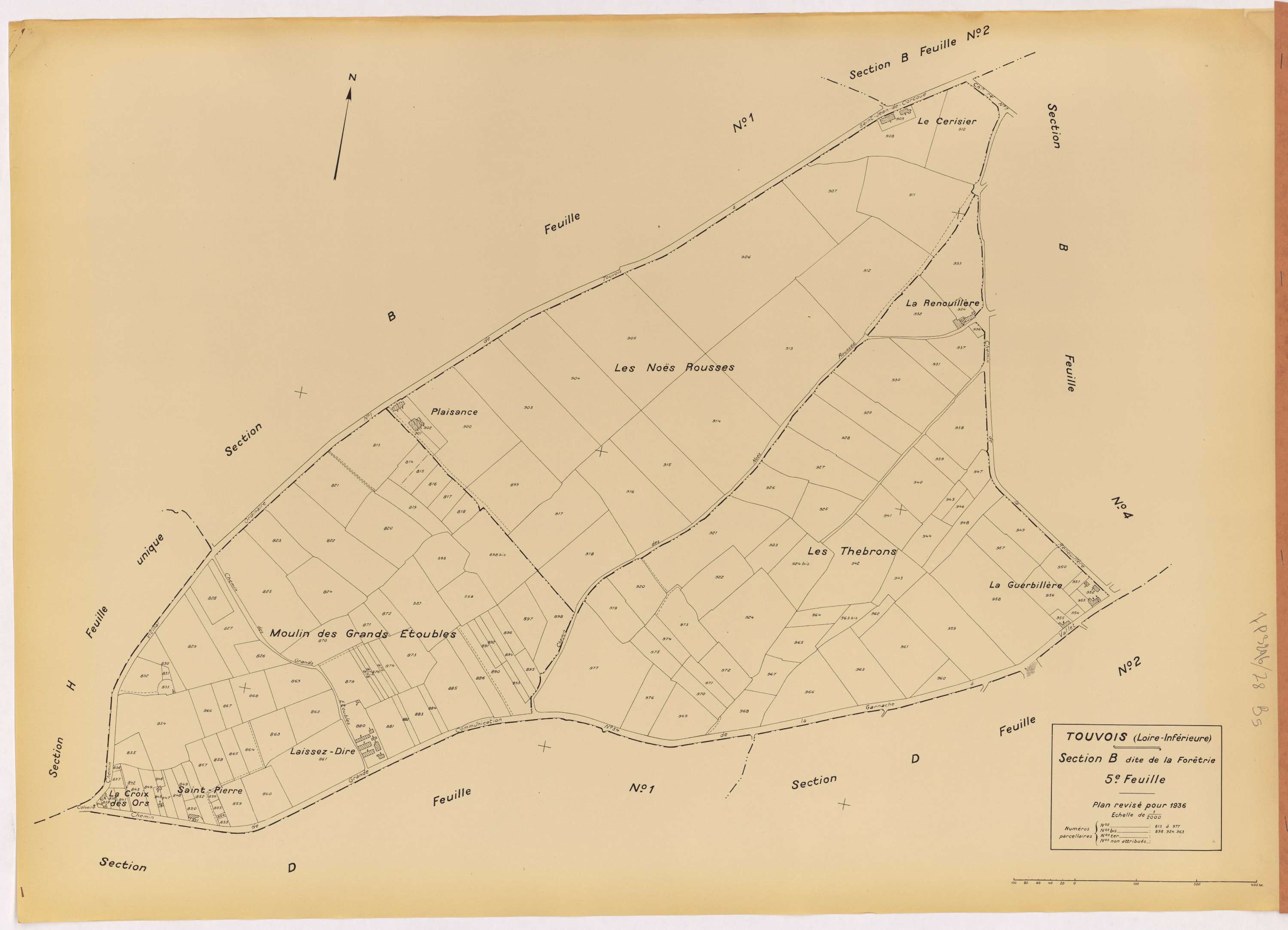 Touvois - Section B5 Forêtrie (section de La) ; 813-977