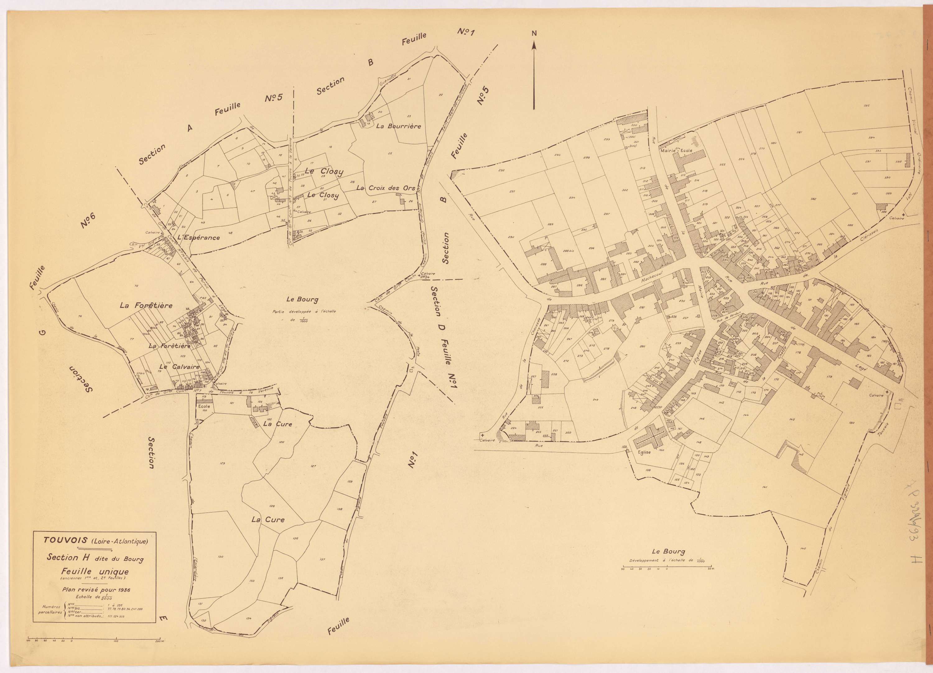 Touvois - Section H Bourg (section du) ; 1-395