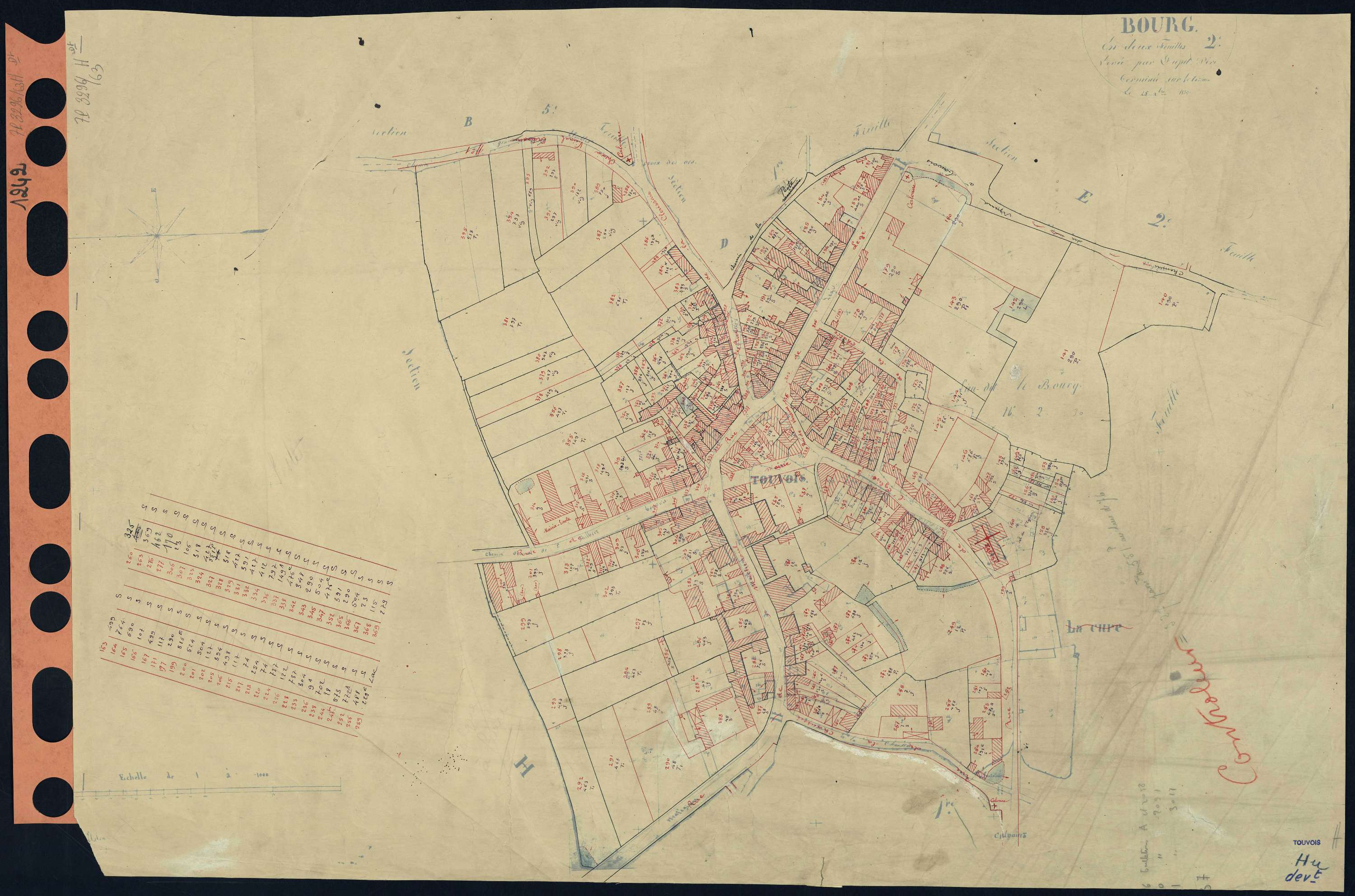 Touvois - Section H (développement) Bourg (section du) . 1-395 . développement du Bourg