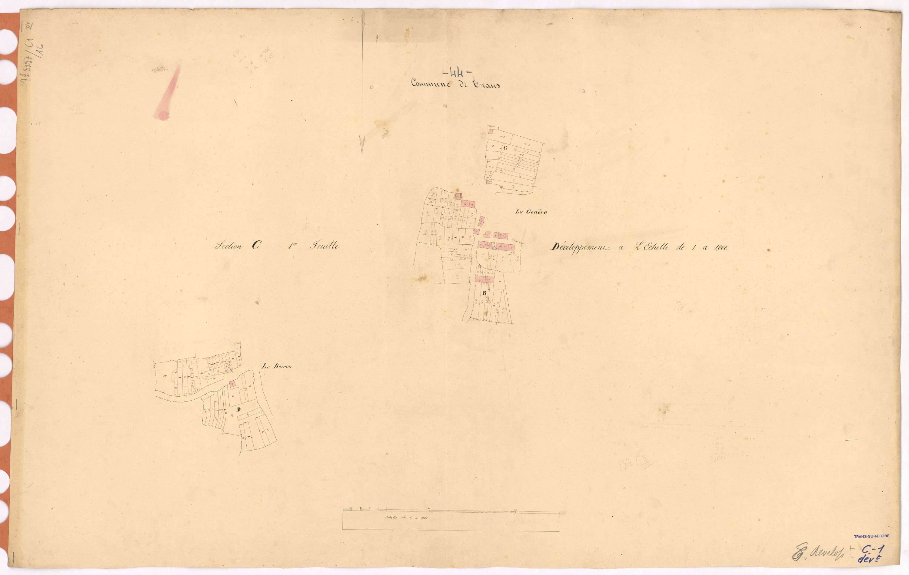 Trans-sur-Erdre - Section C1 (développement) Gouère (section de La) ; développement des villages de La Gouère et du Boiron