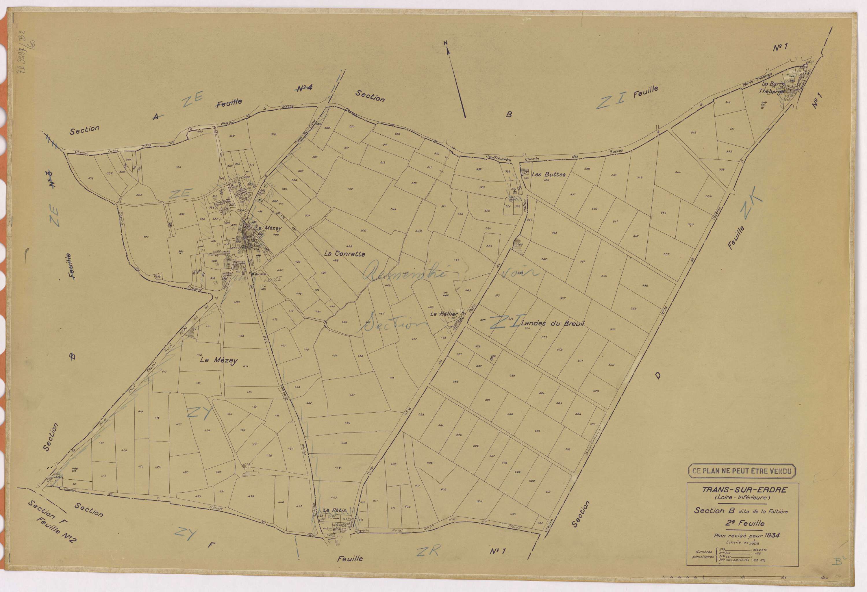 Trans-sur-Erdre - Section B2 Foltière (section de La) ; 356-613