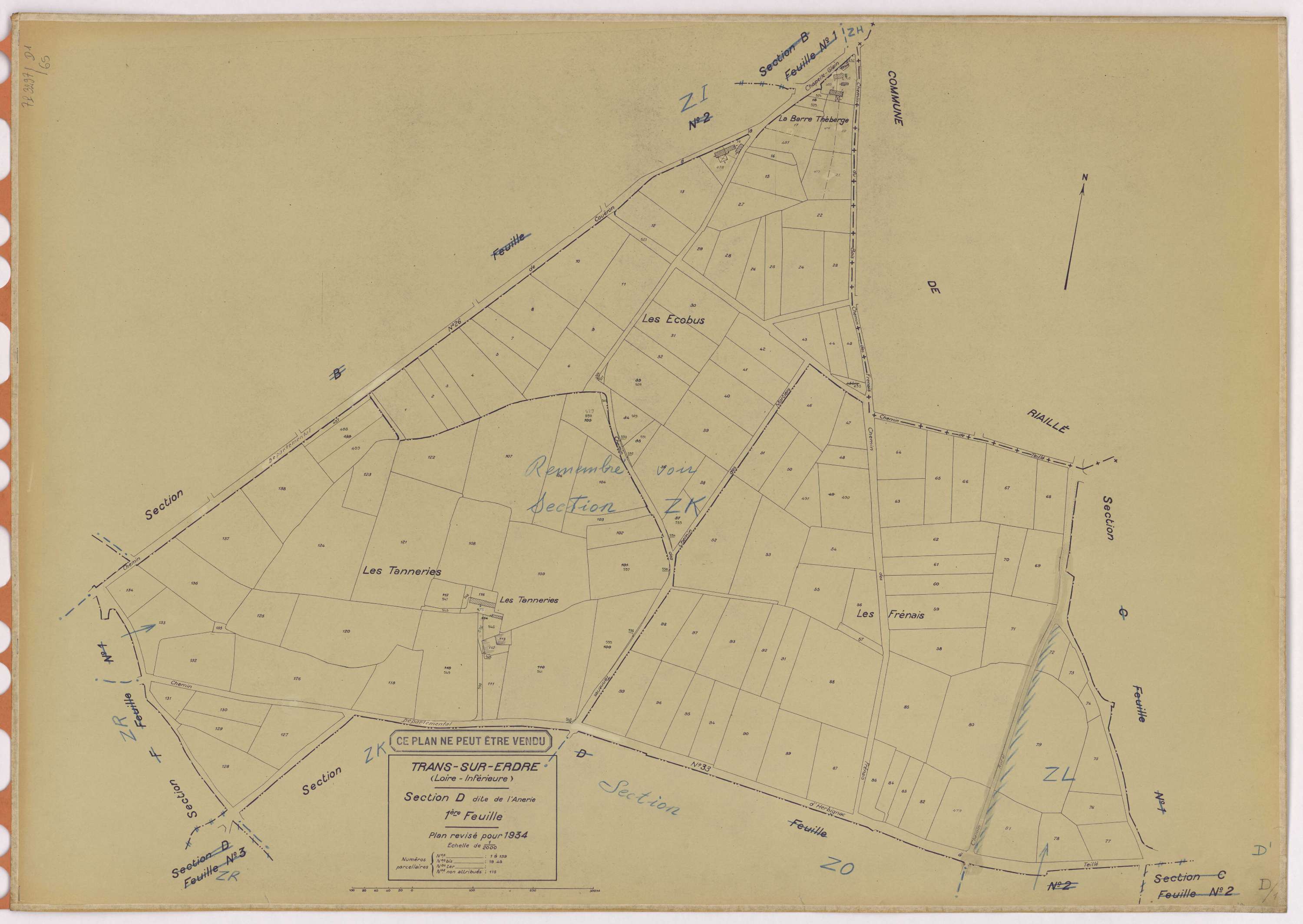 Trans-sur-Erdre - Section D1 Anerie (section de l') ; 1-139