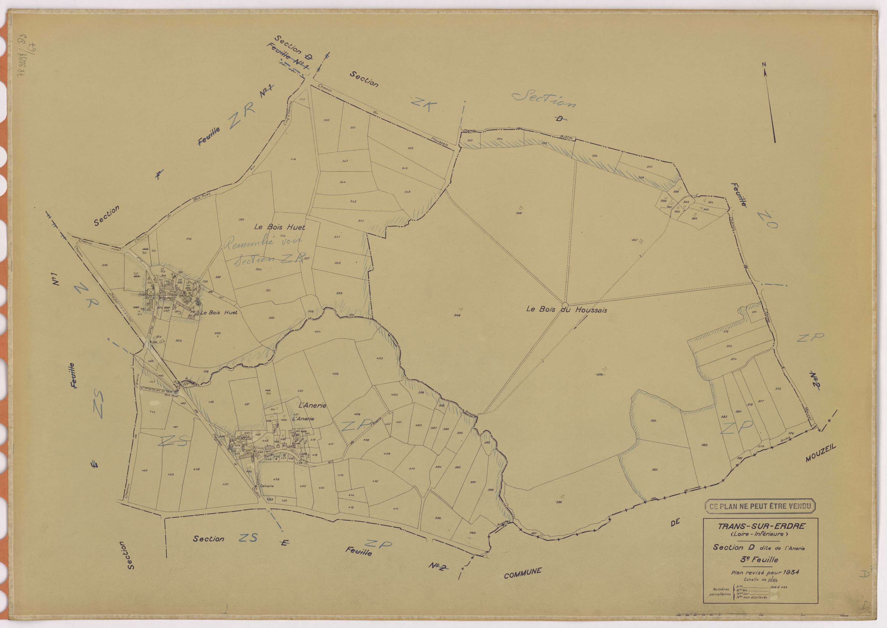 Trans-sur-Erdre - Section D3 Anerie (section de l') ; 306-465