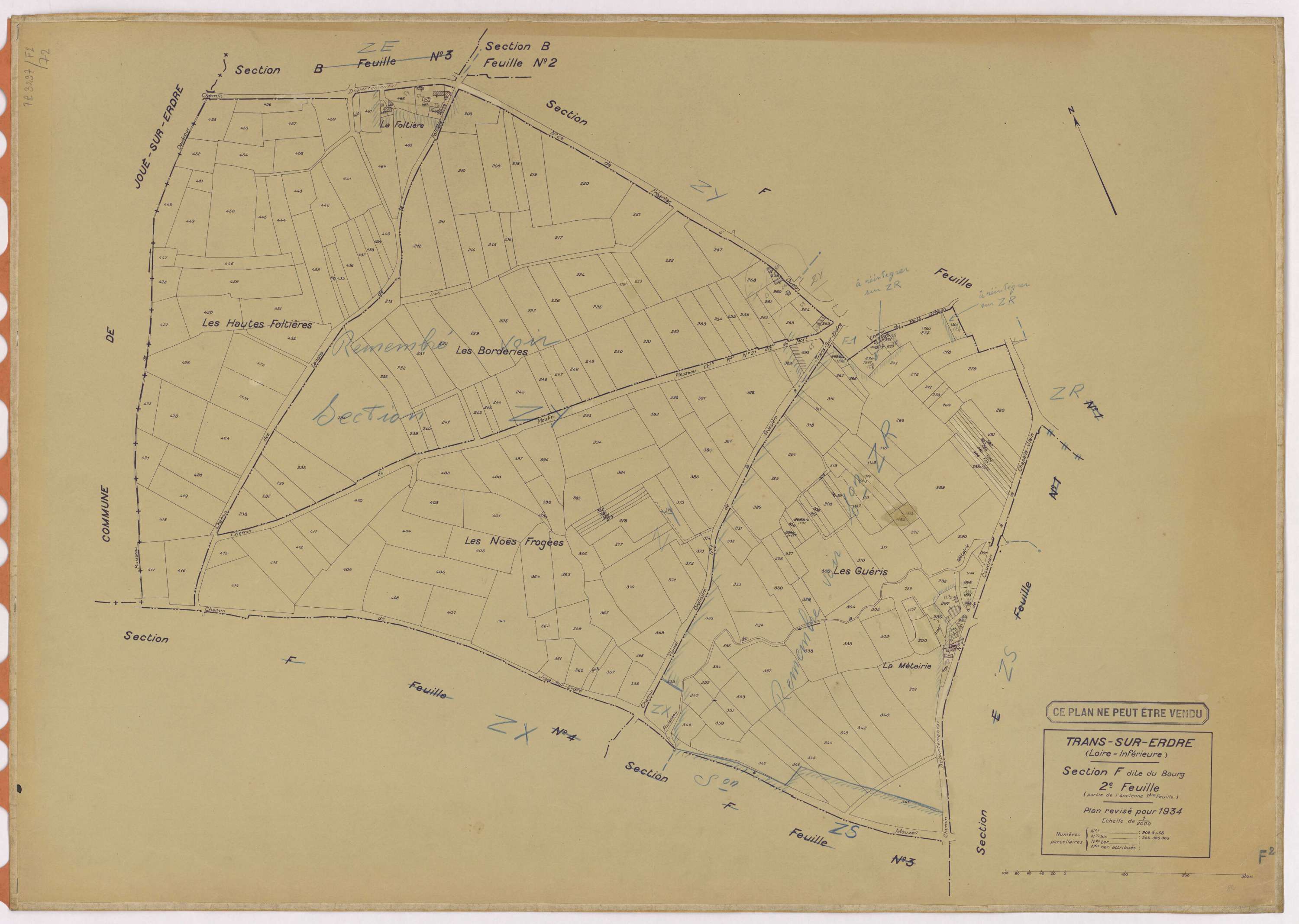 Trans-sur-Erdre - Section F2 Bourg (section du) ; 208-468