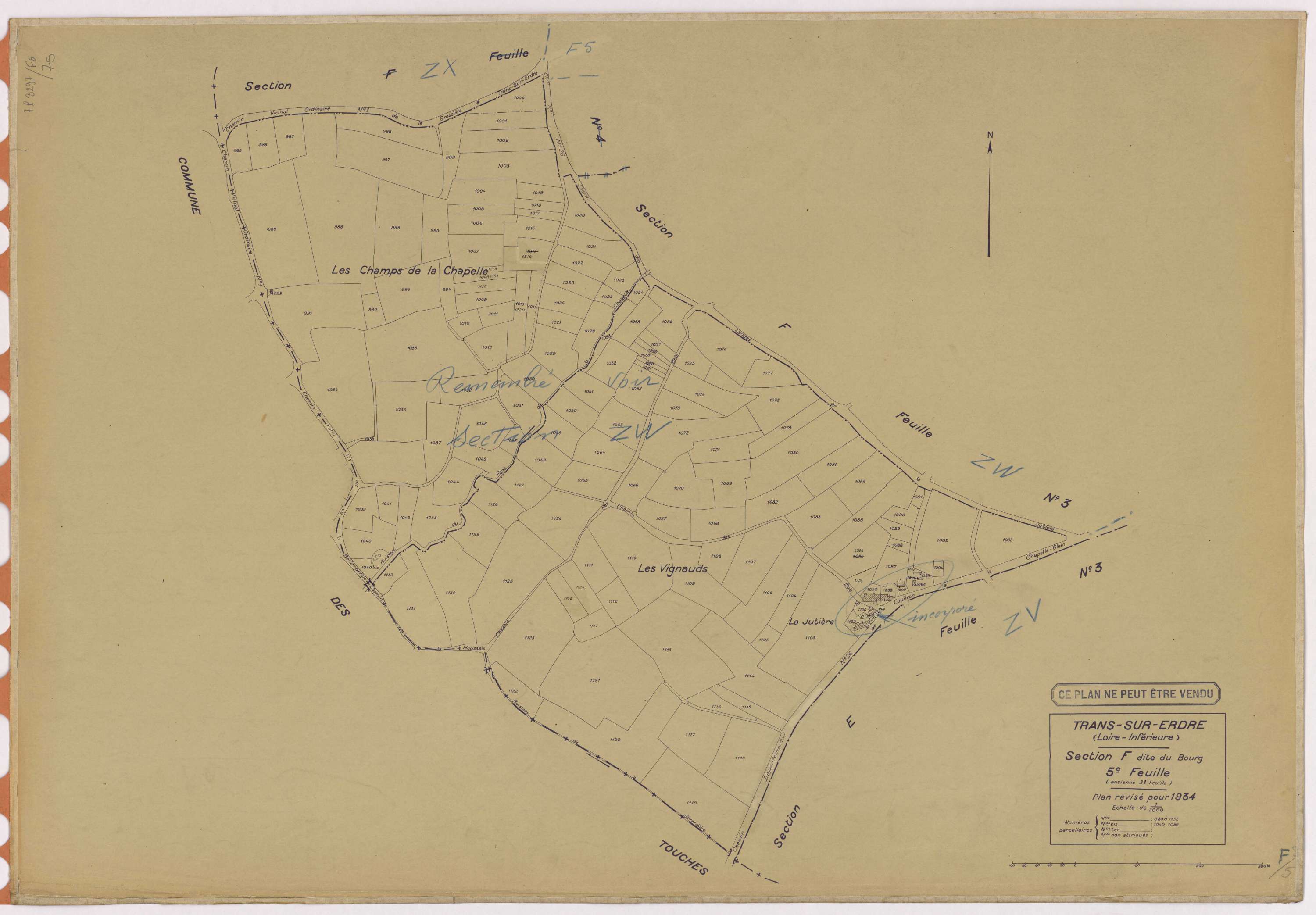 Trans-sur-Erdre - Section F5 Bourg (section du) ; 985-1132